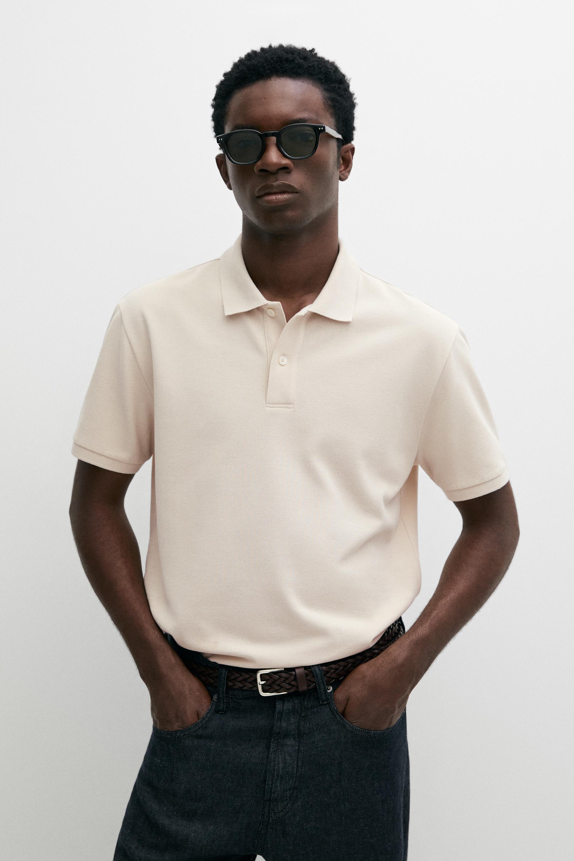 Micro textured cotton piqué polo shirt