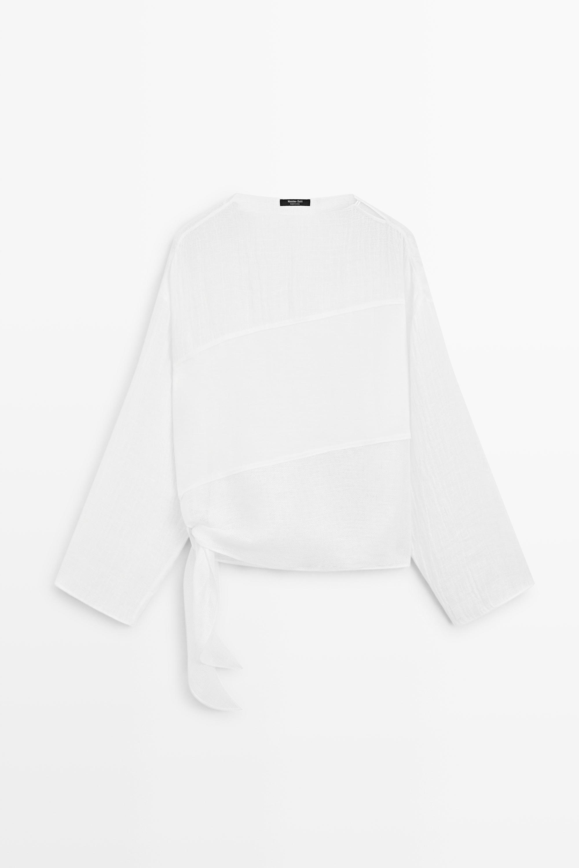 Linen blend mixed fabric shirt
