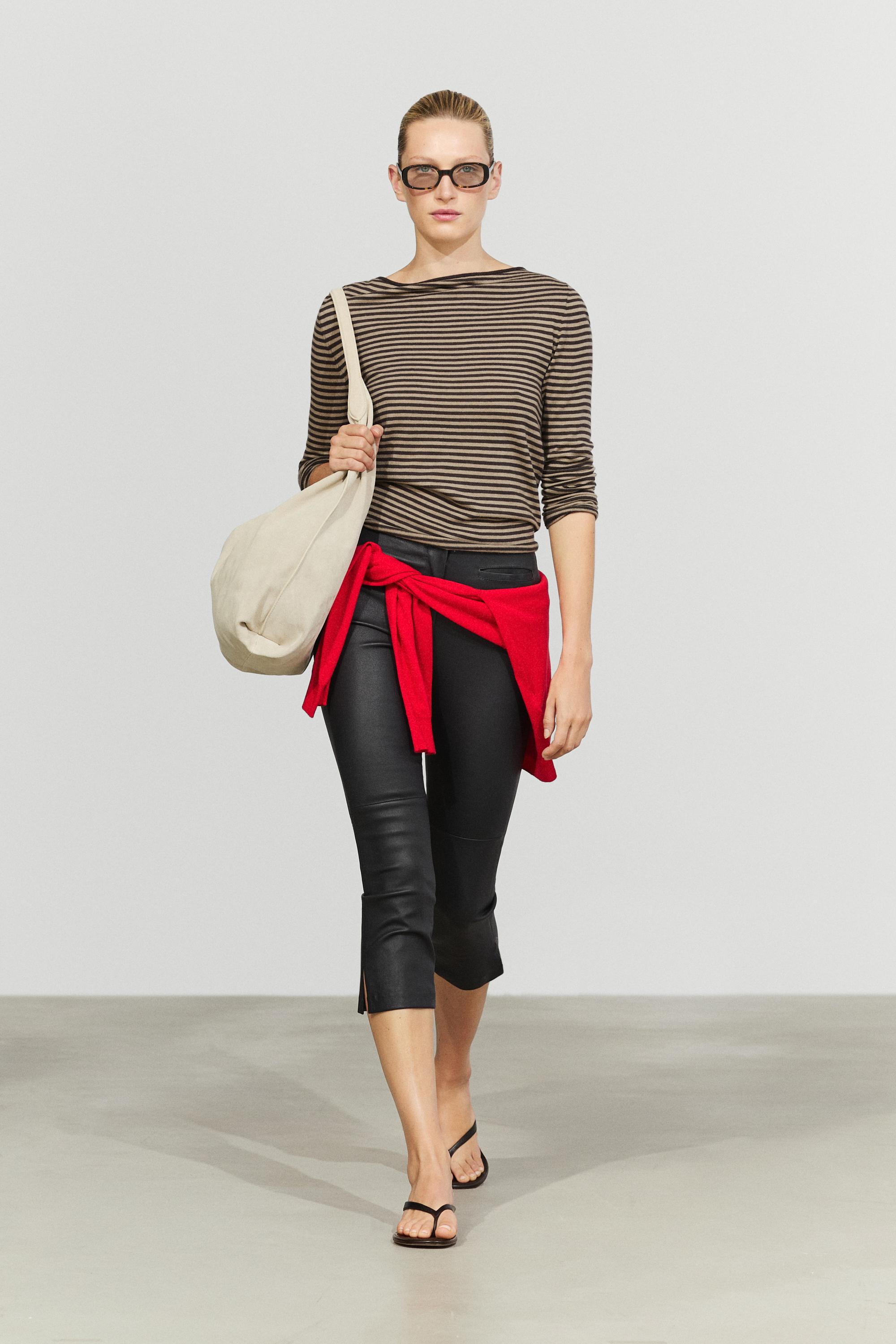 Striped wool-blend knit sweater