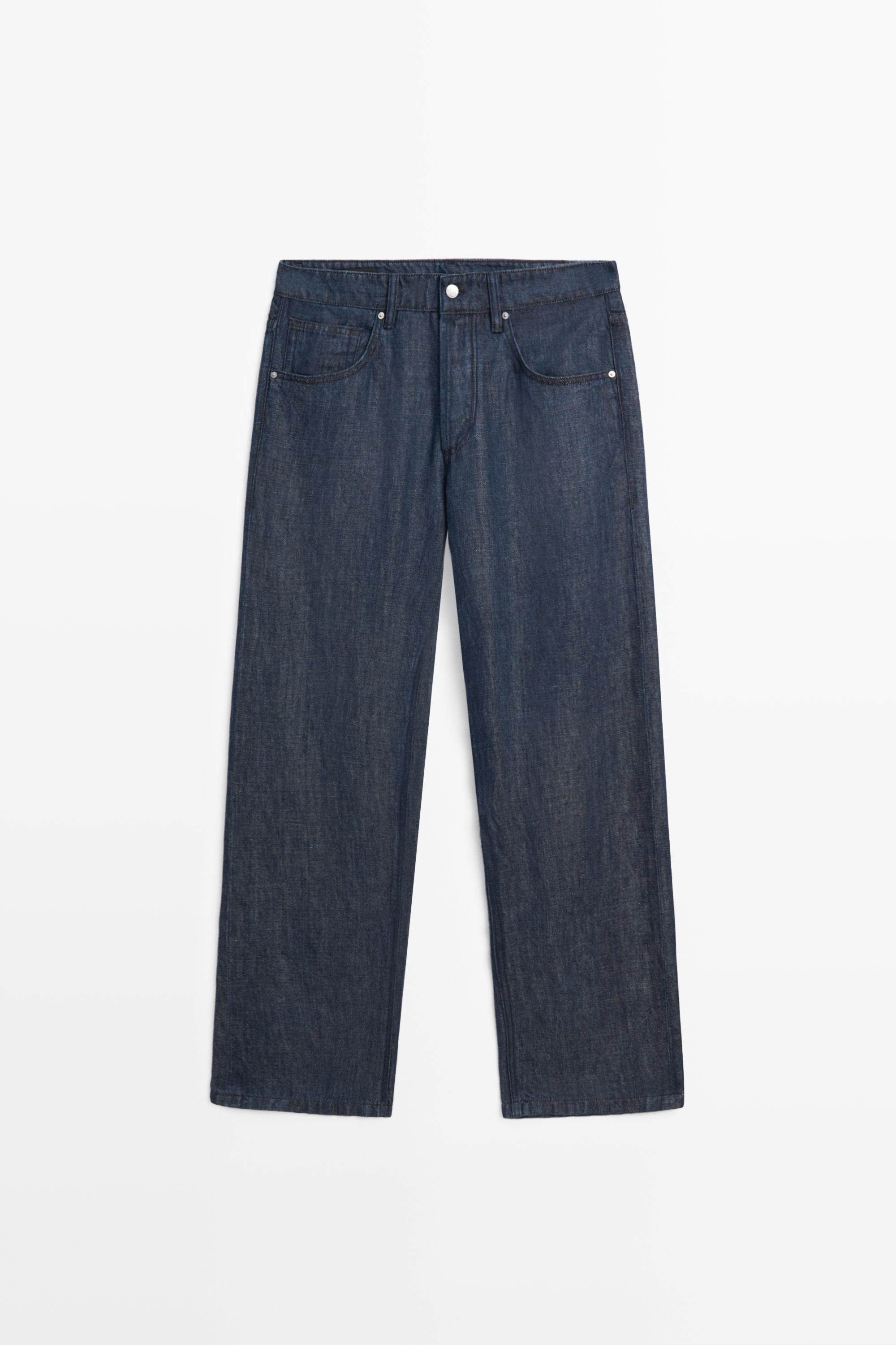 100% linen wide-leg jeans