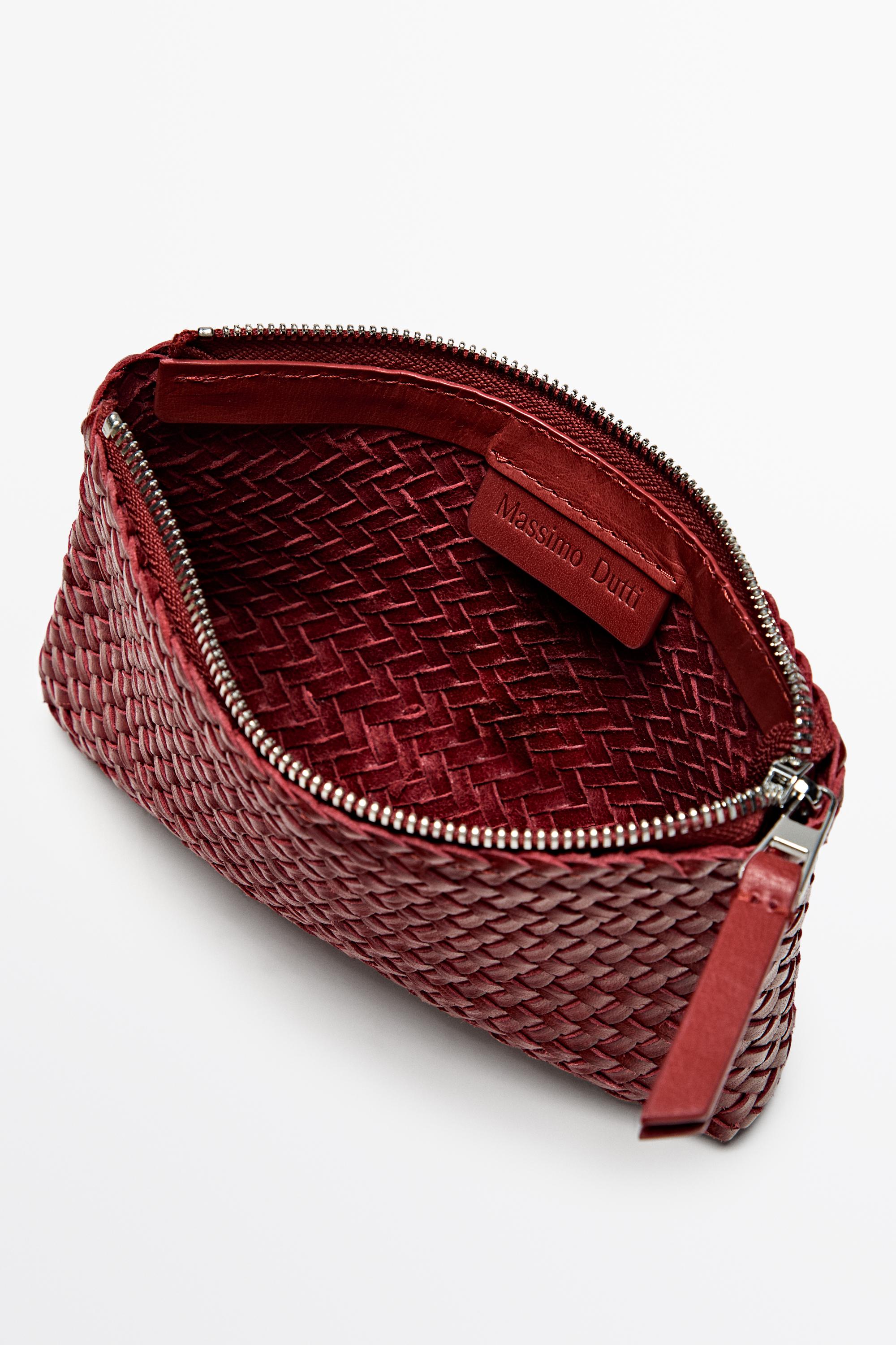 Braided nappa leather pouch bag