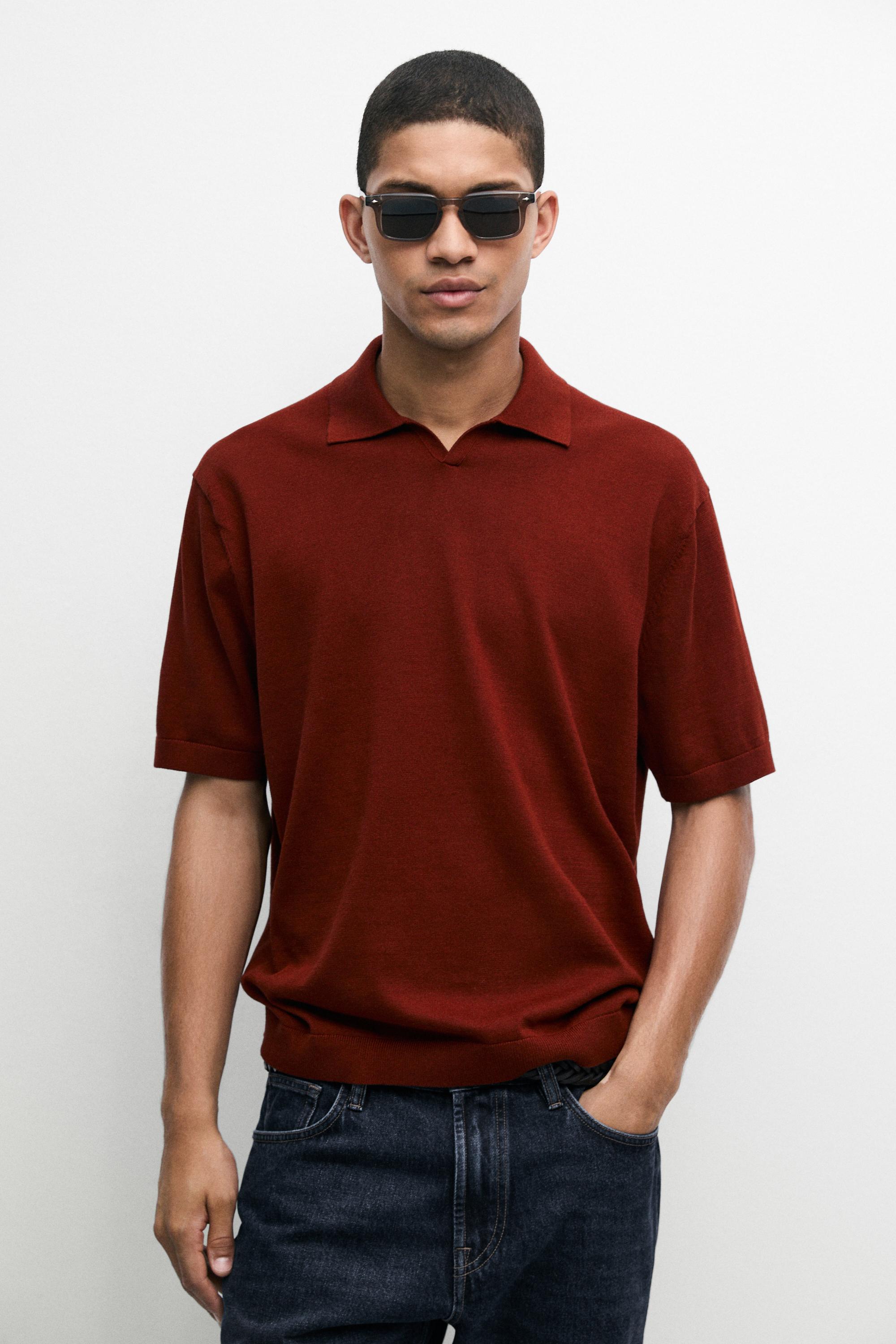 100% cotton V-neck knit polo