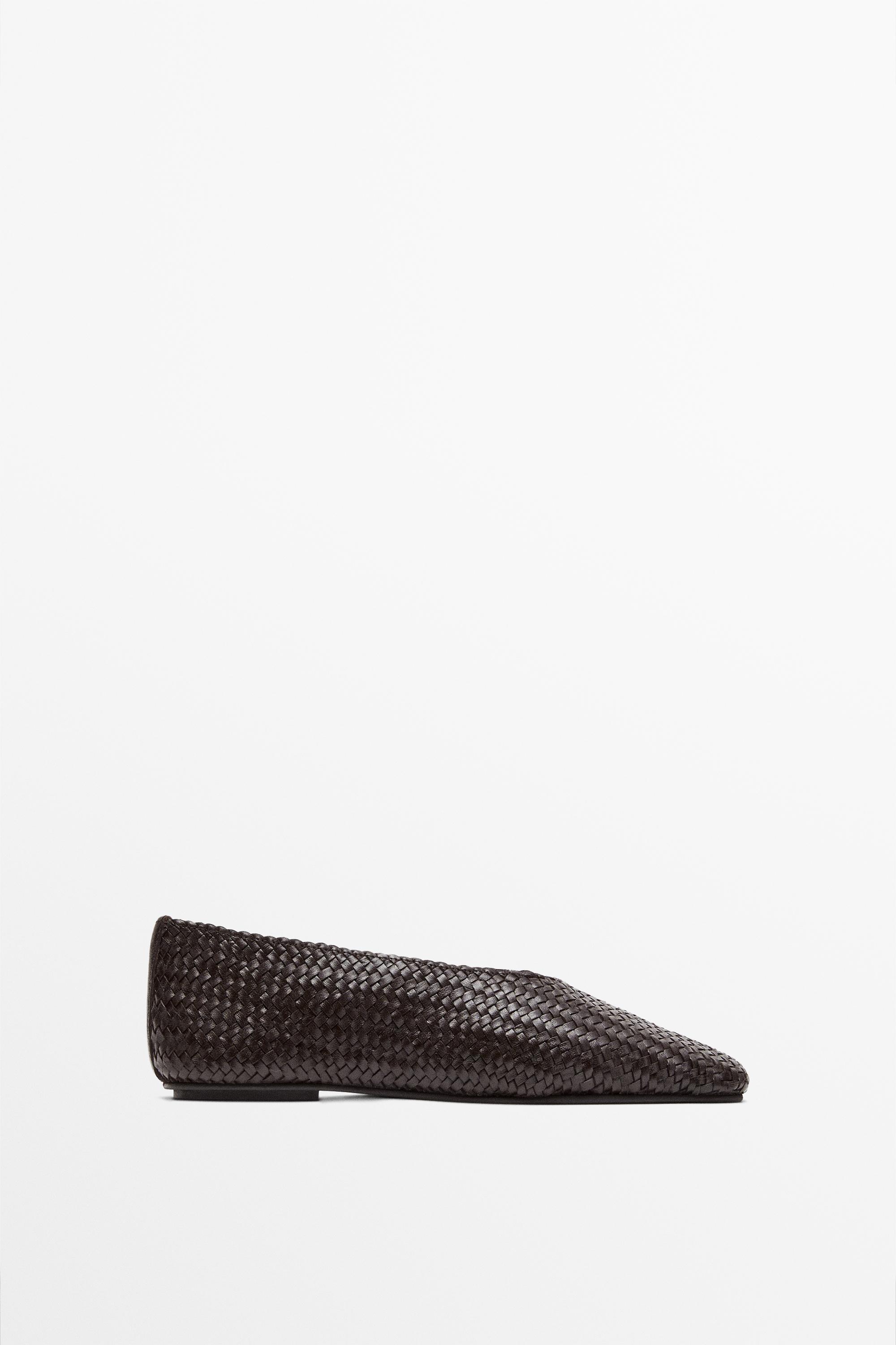 Braided leather ballet flats