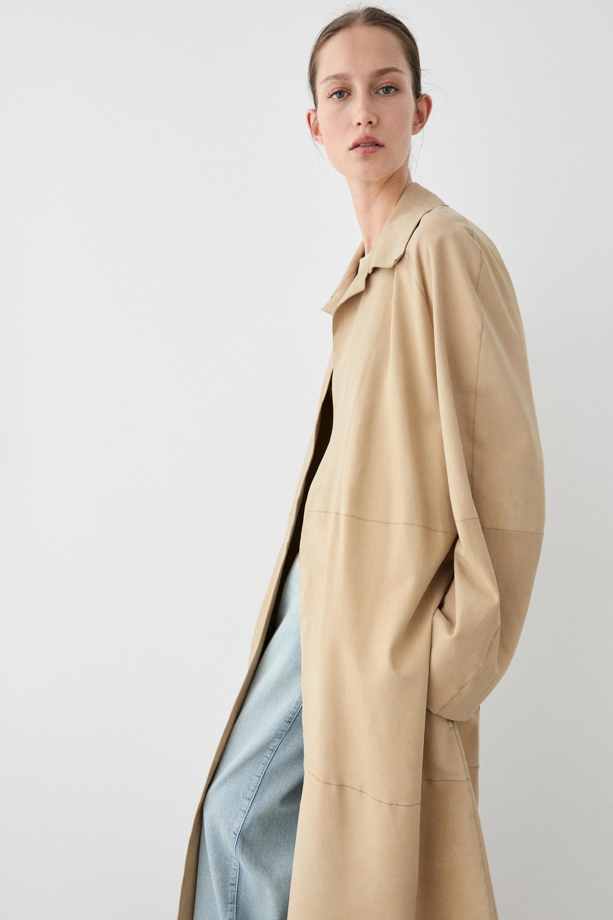 Long suede leather coat