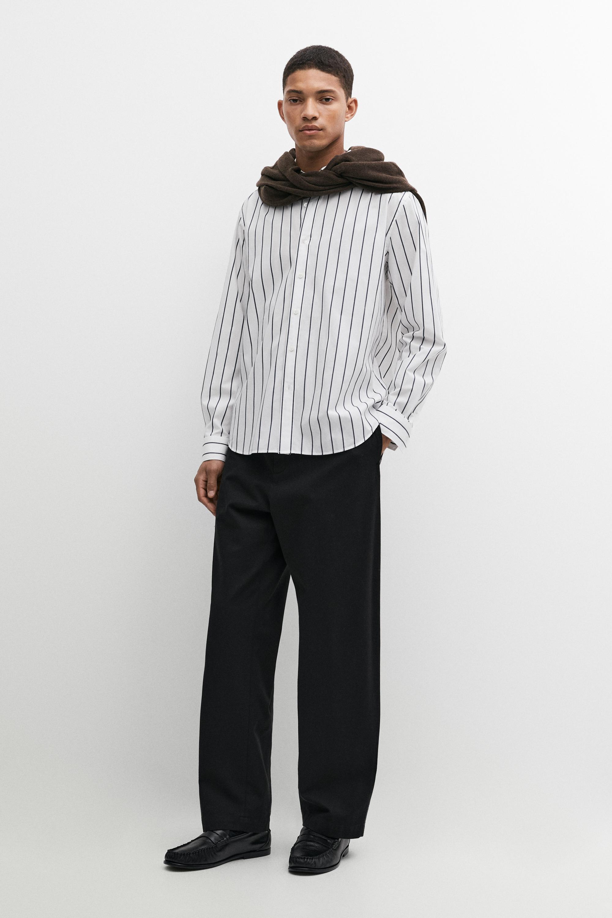 100% cotton regular fit striped shirt