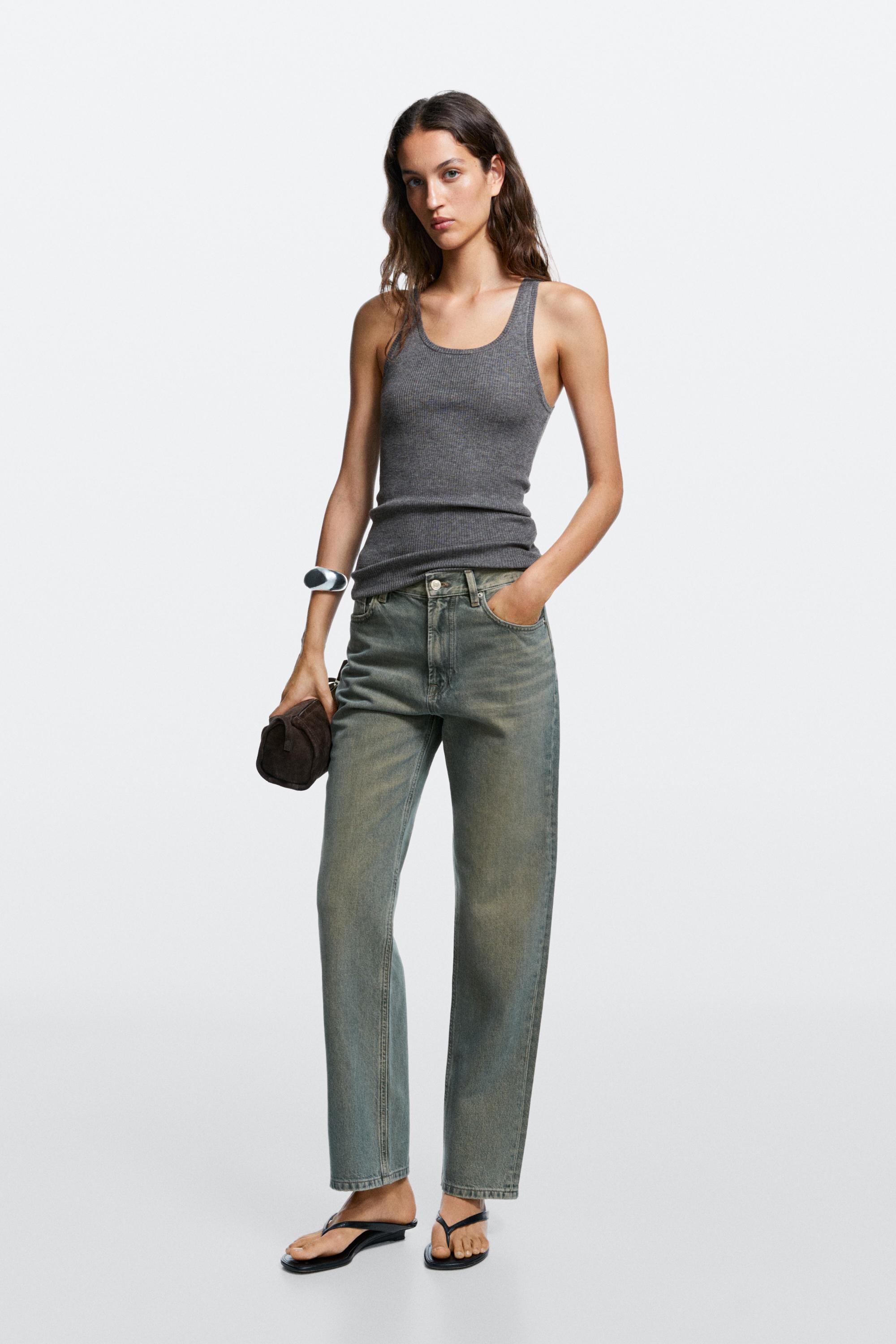 High-waist straight-leg jeans