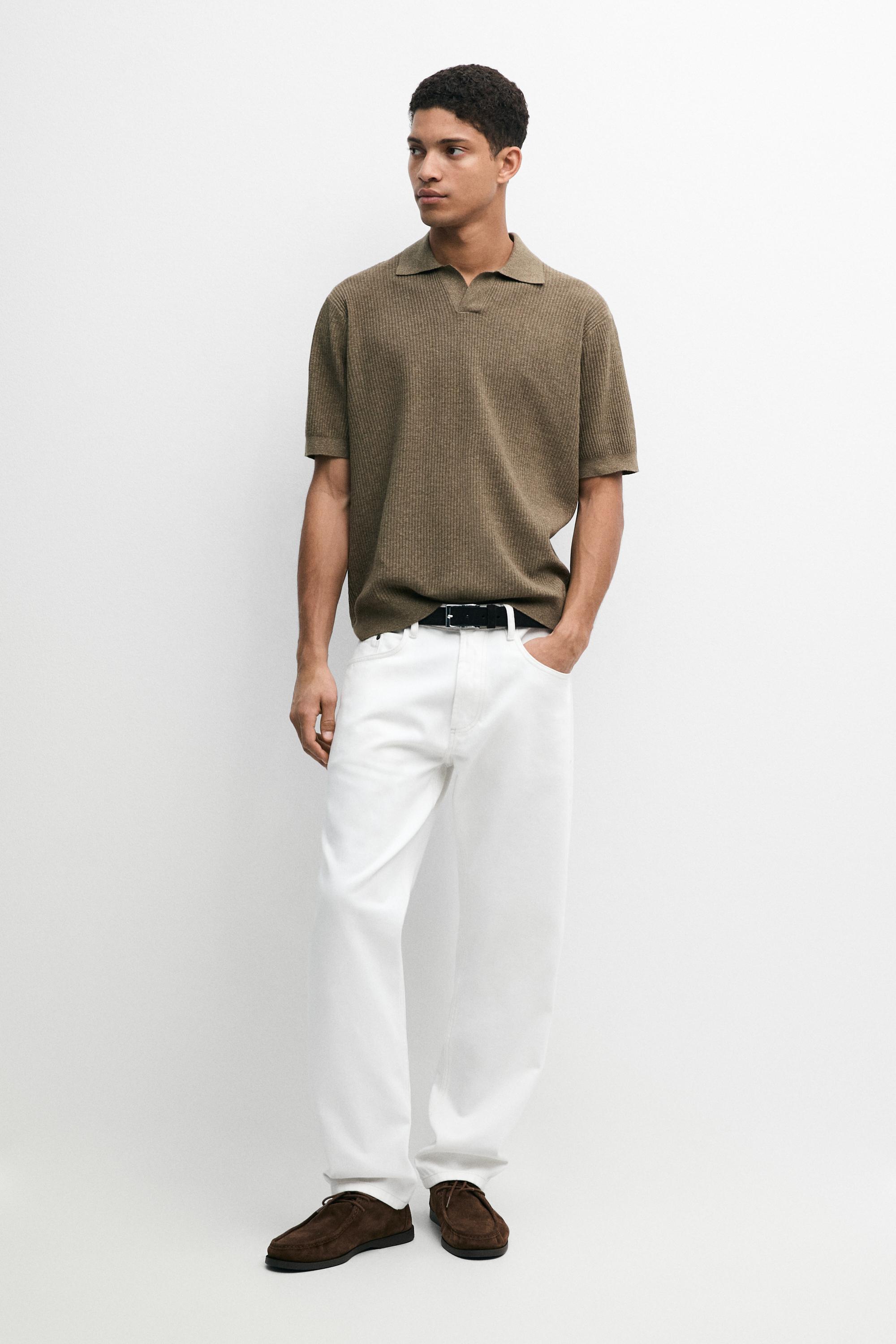 Cotton blend knit polo shirt