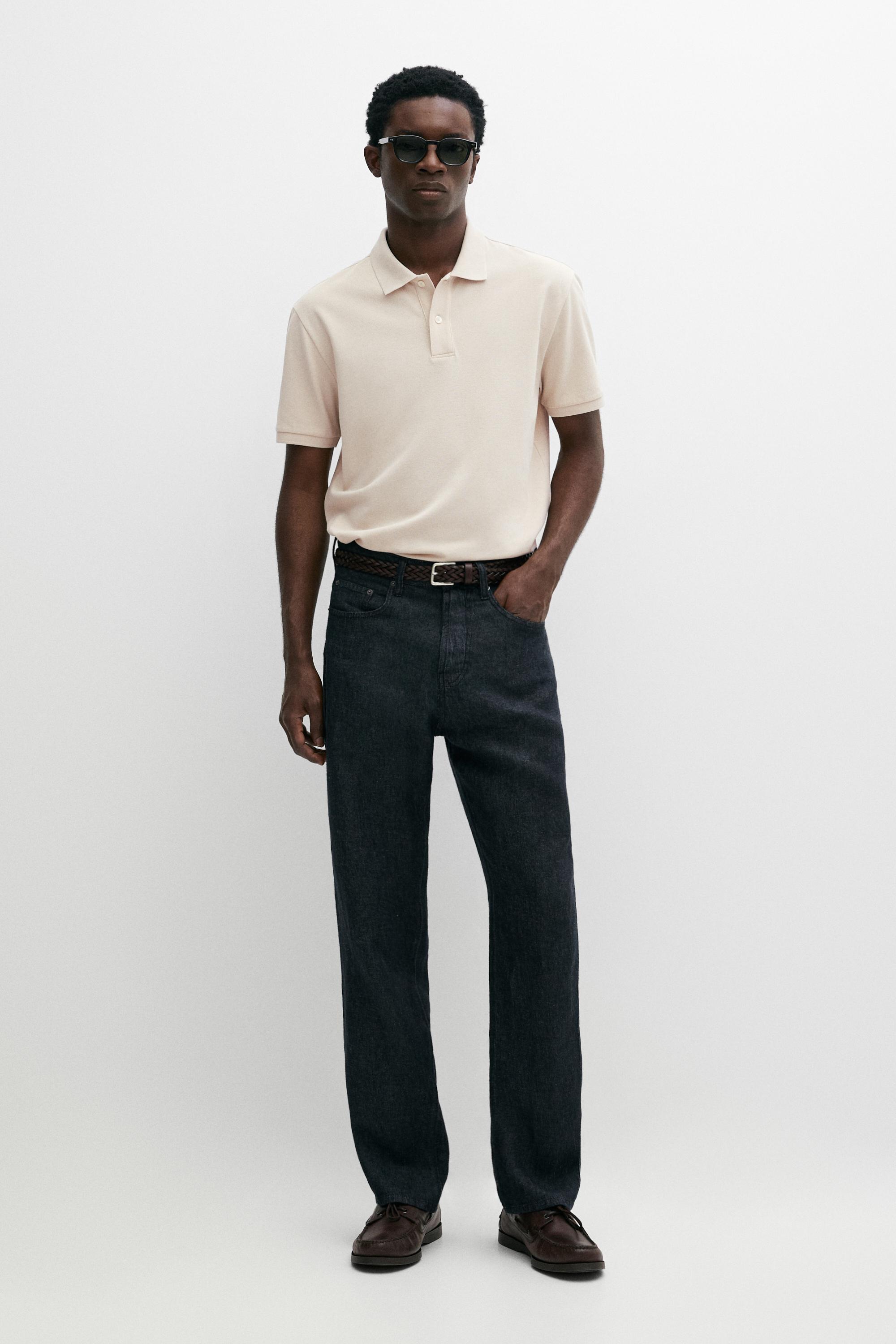 Micro textured cotton piqué polo shirt