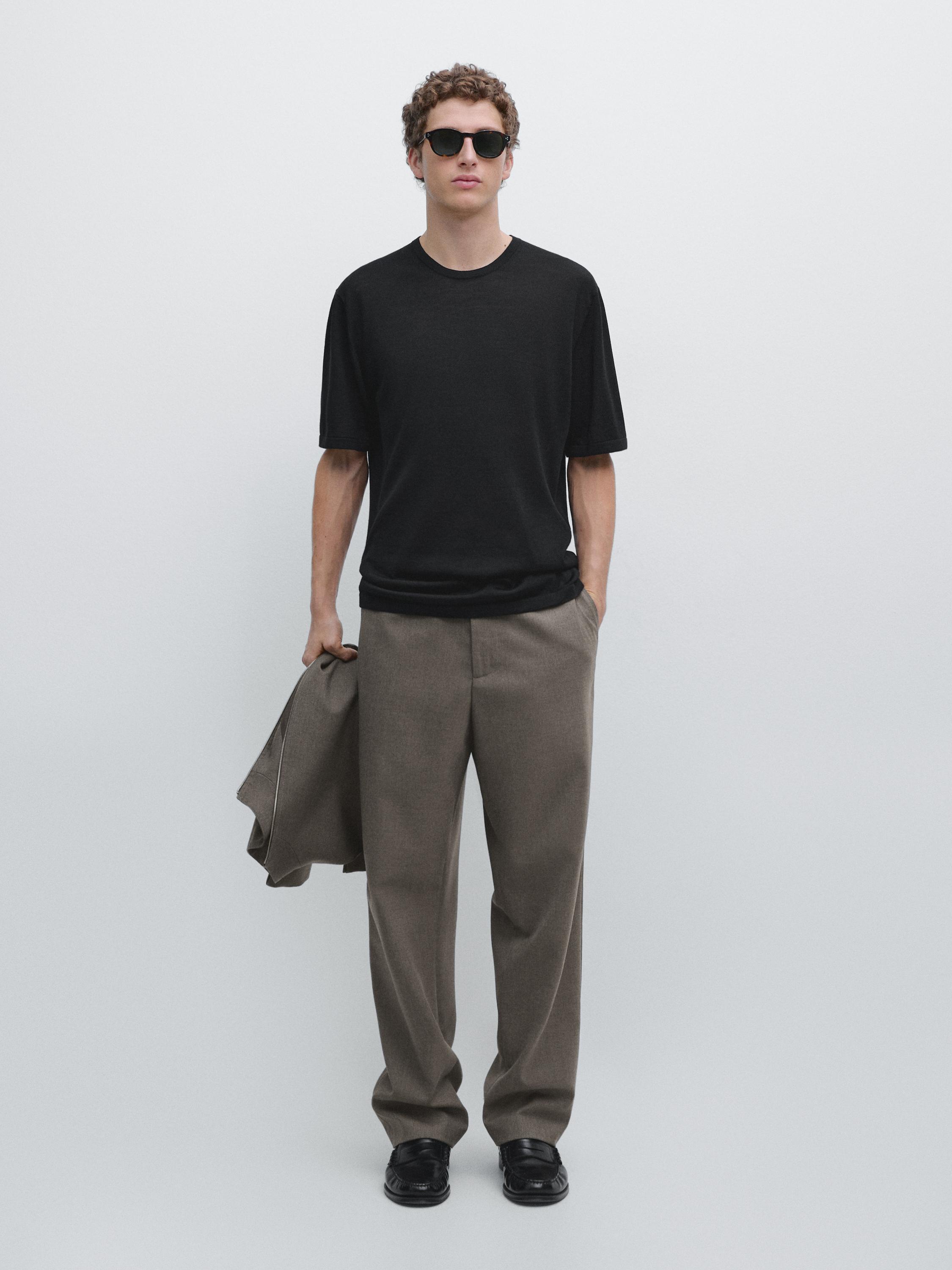 Wool blend knit T-shirt