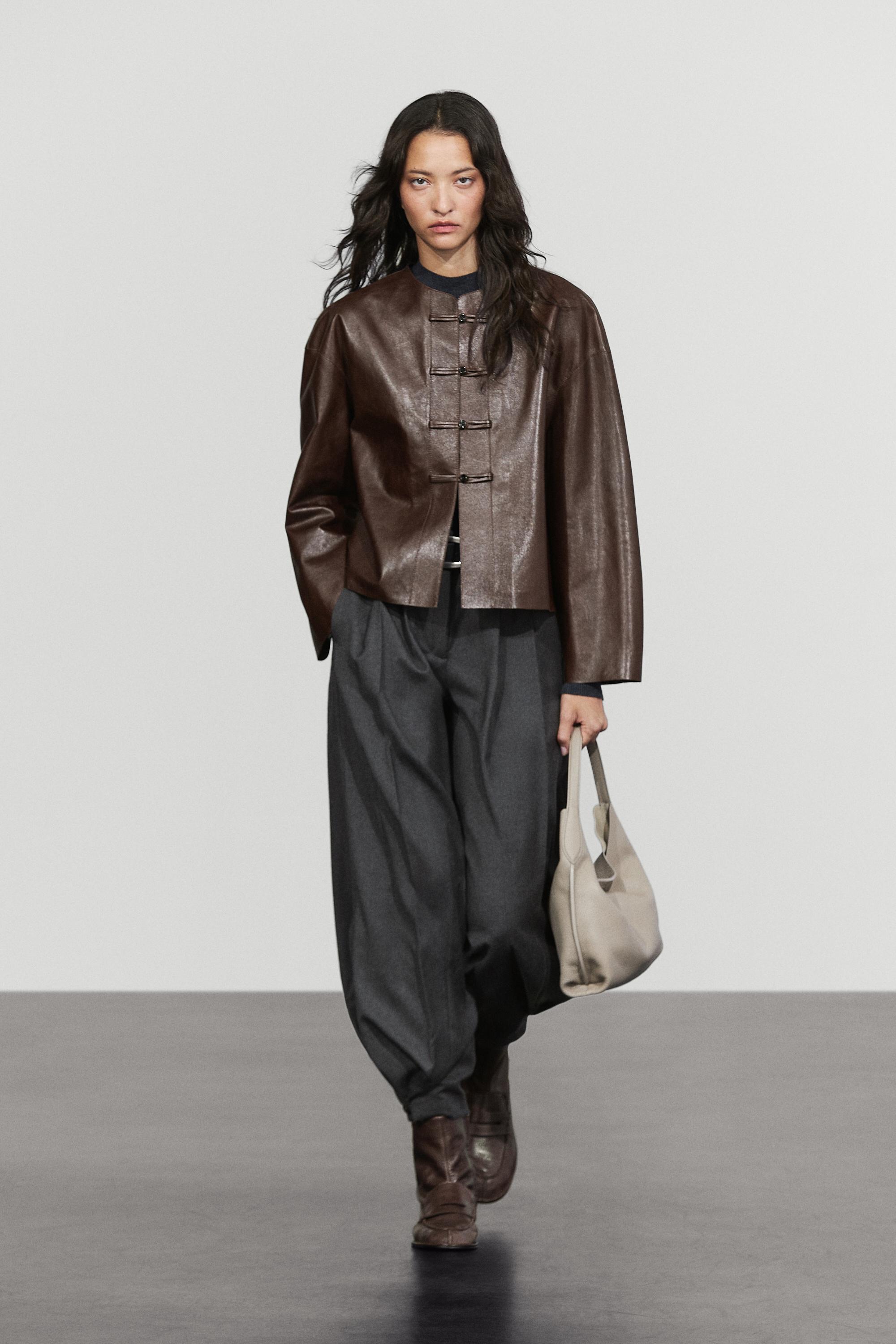 Nappa leather toggle jacket