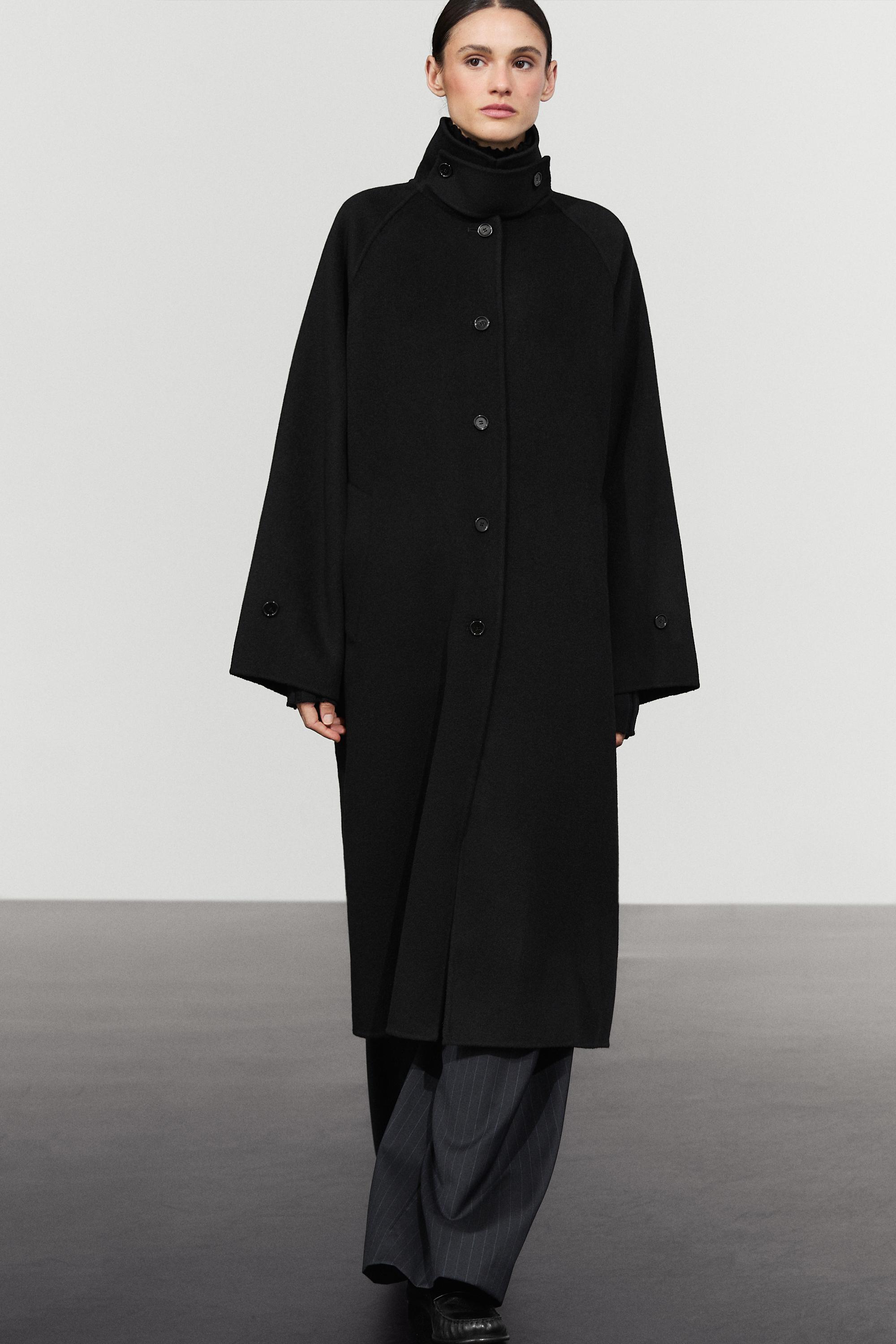 Long oversized wool and cashmere blend coat