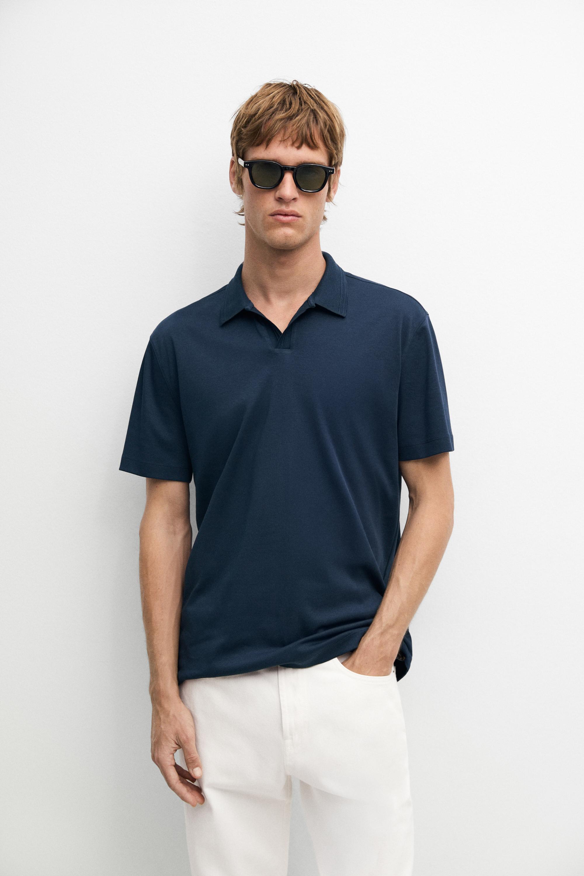 100% cotton V-neck knit polo