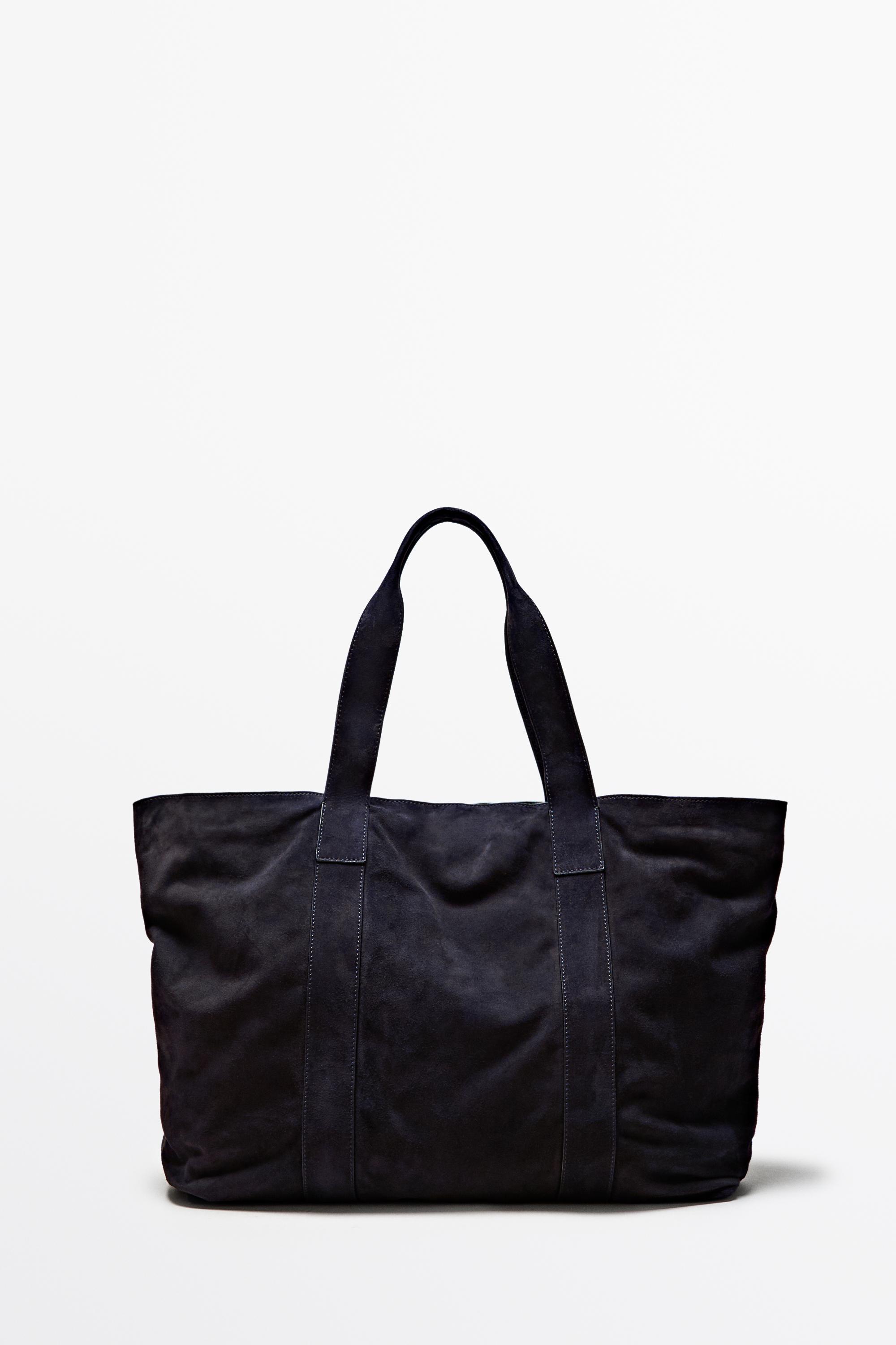 Split leather tote bag