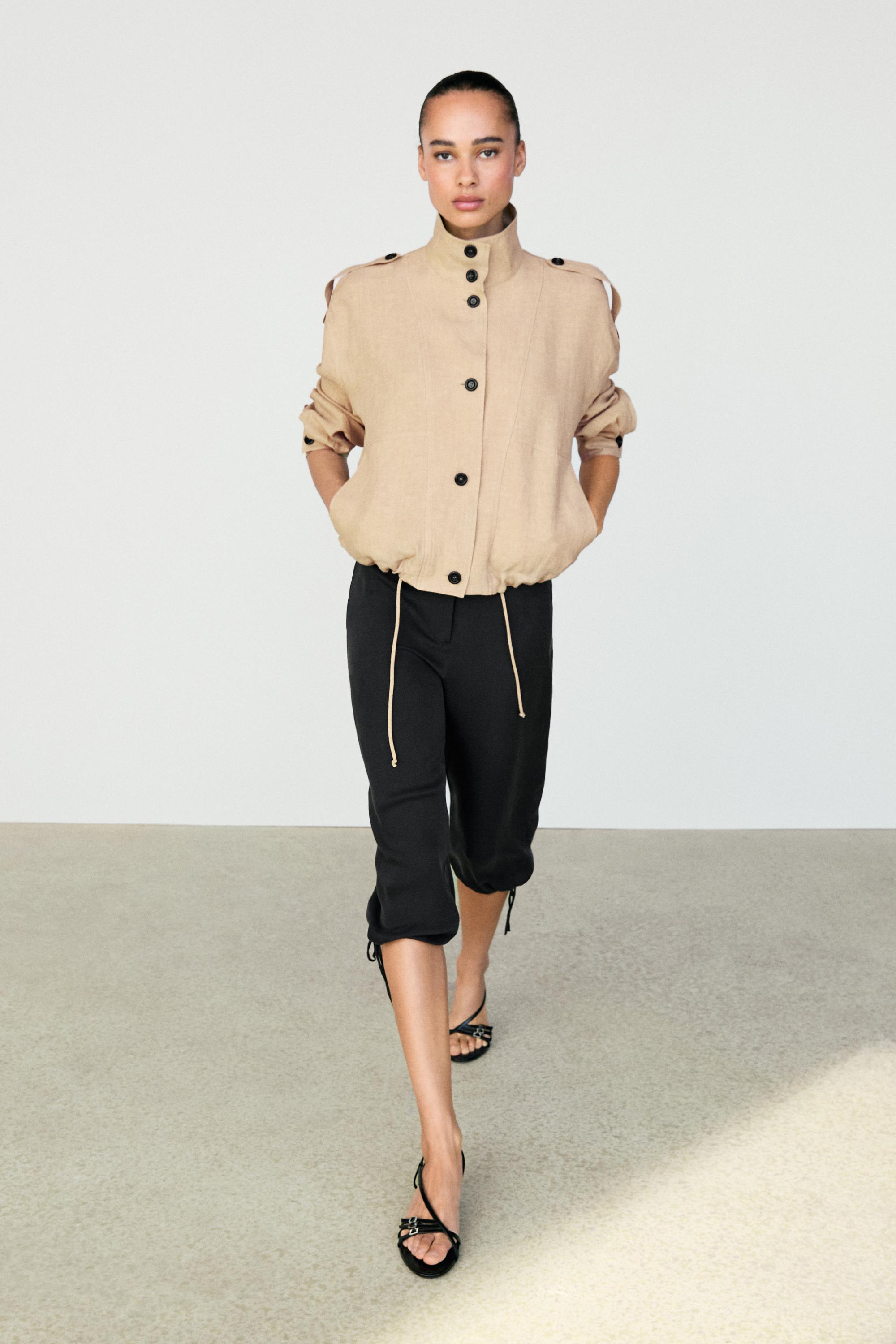 100% linen fluid bomber jacket