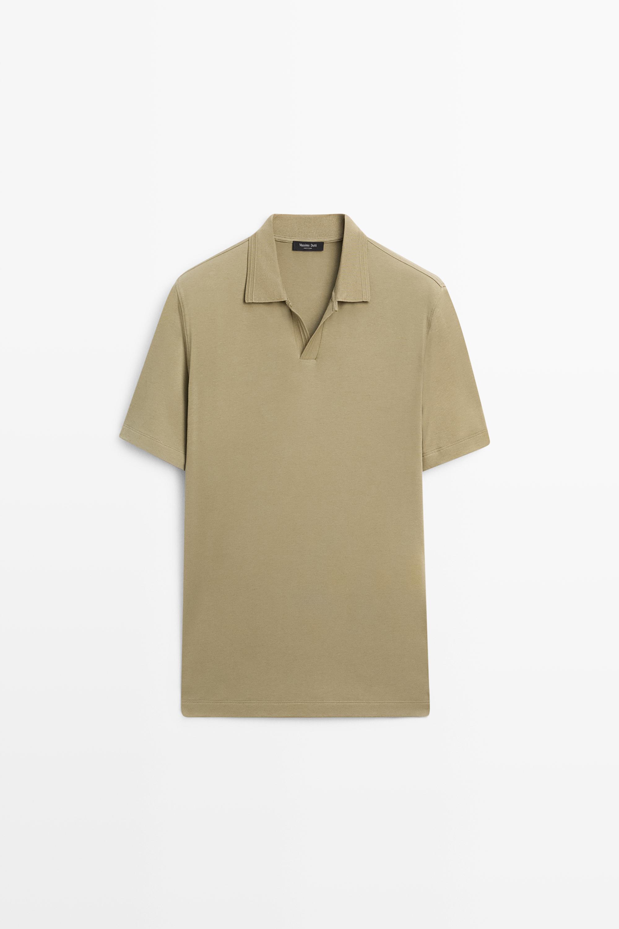 100% cotton V-neck knit polo