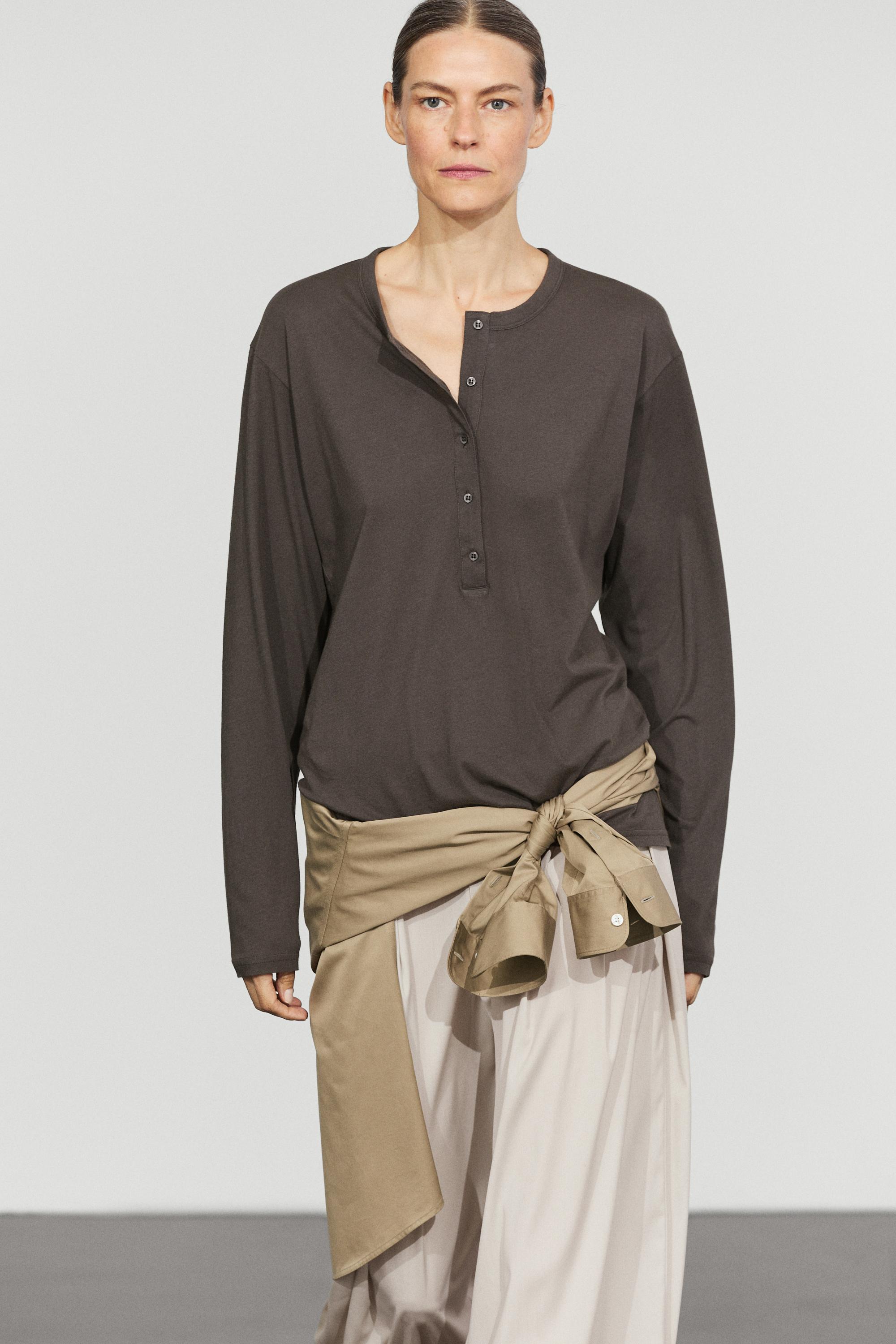 Long sleeve henley T-shirt