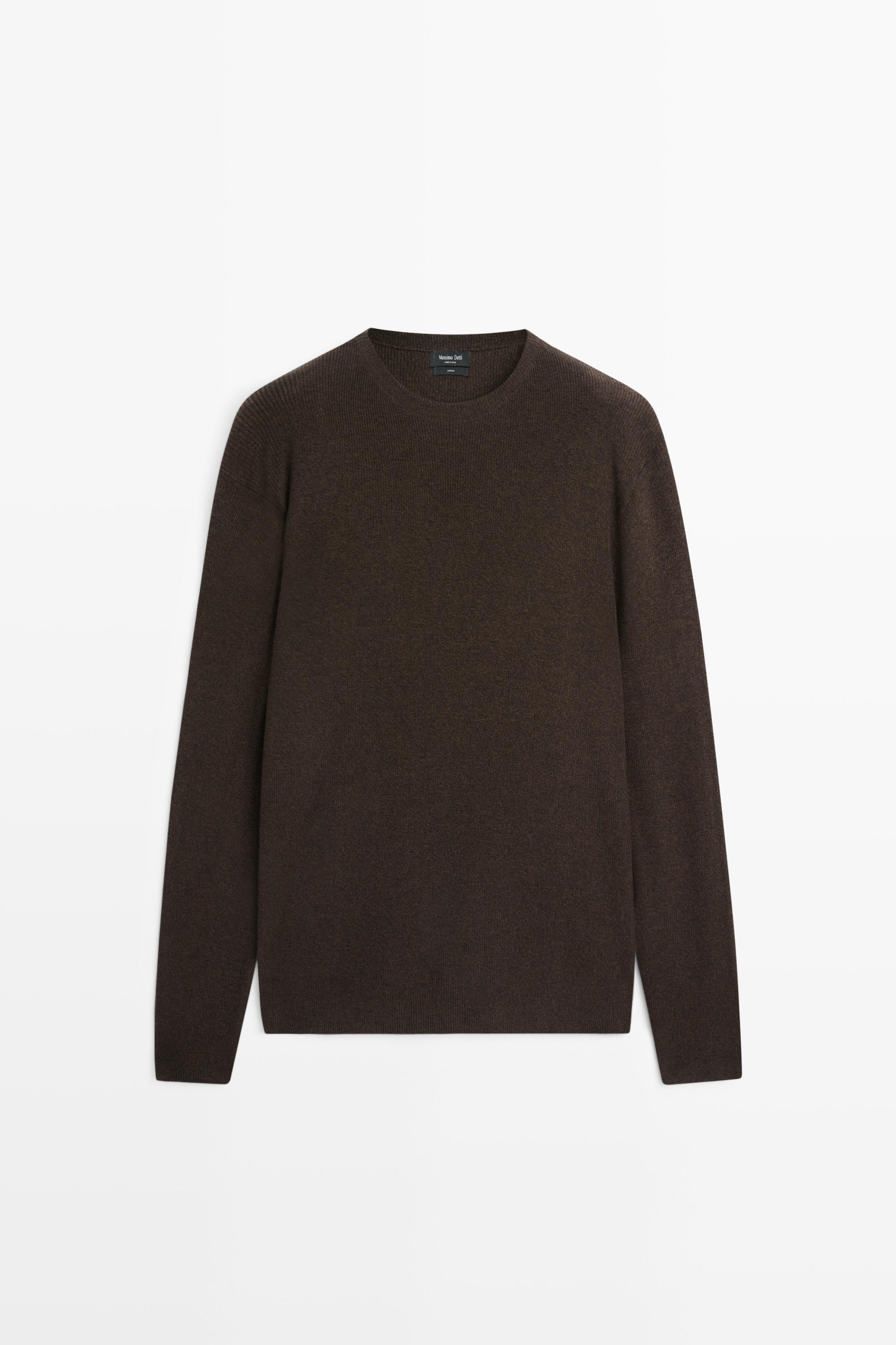 100% cotton mouliné round neck sweater