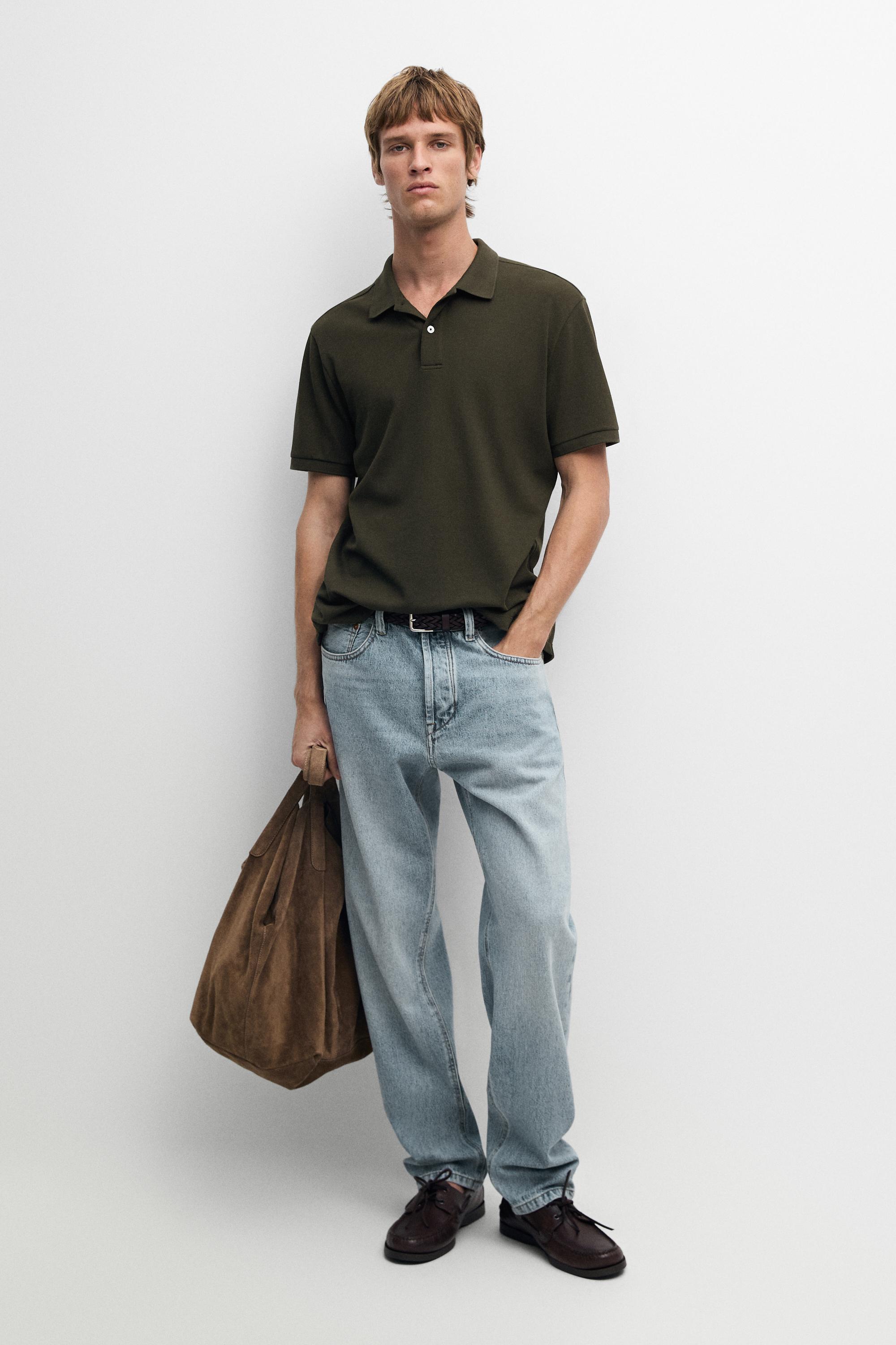 Micro textured cotton piqué polo shirt
