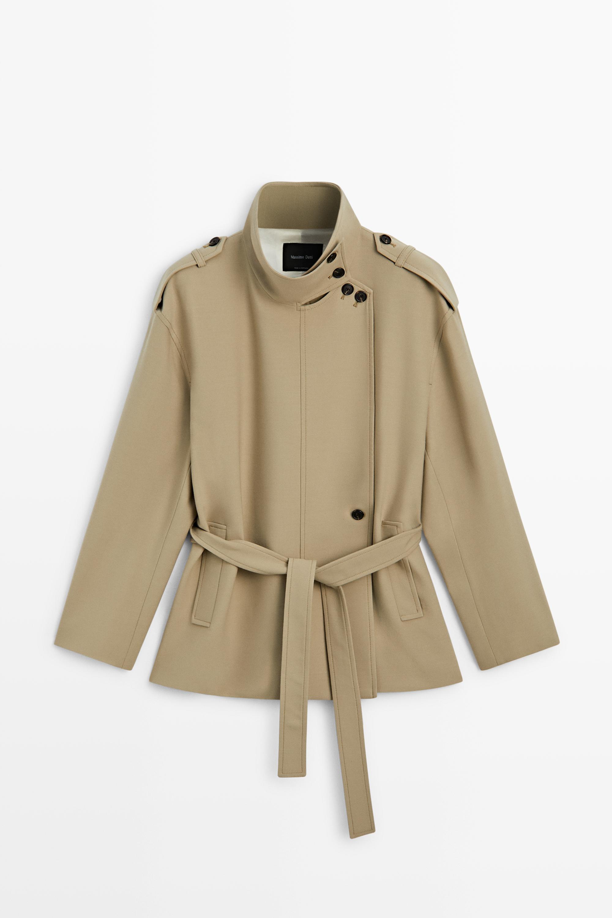 Mid-length belted trench coat