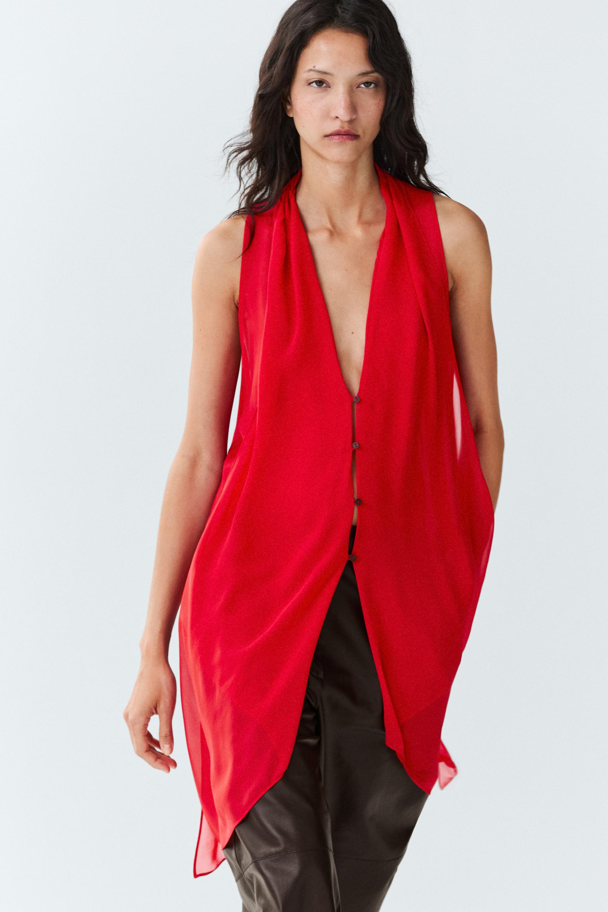 100% silk semi-sheer top