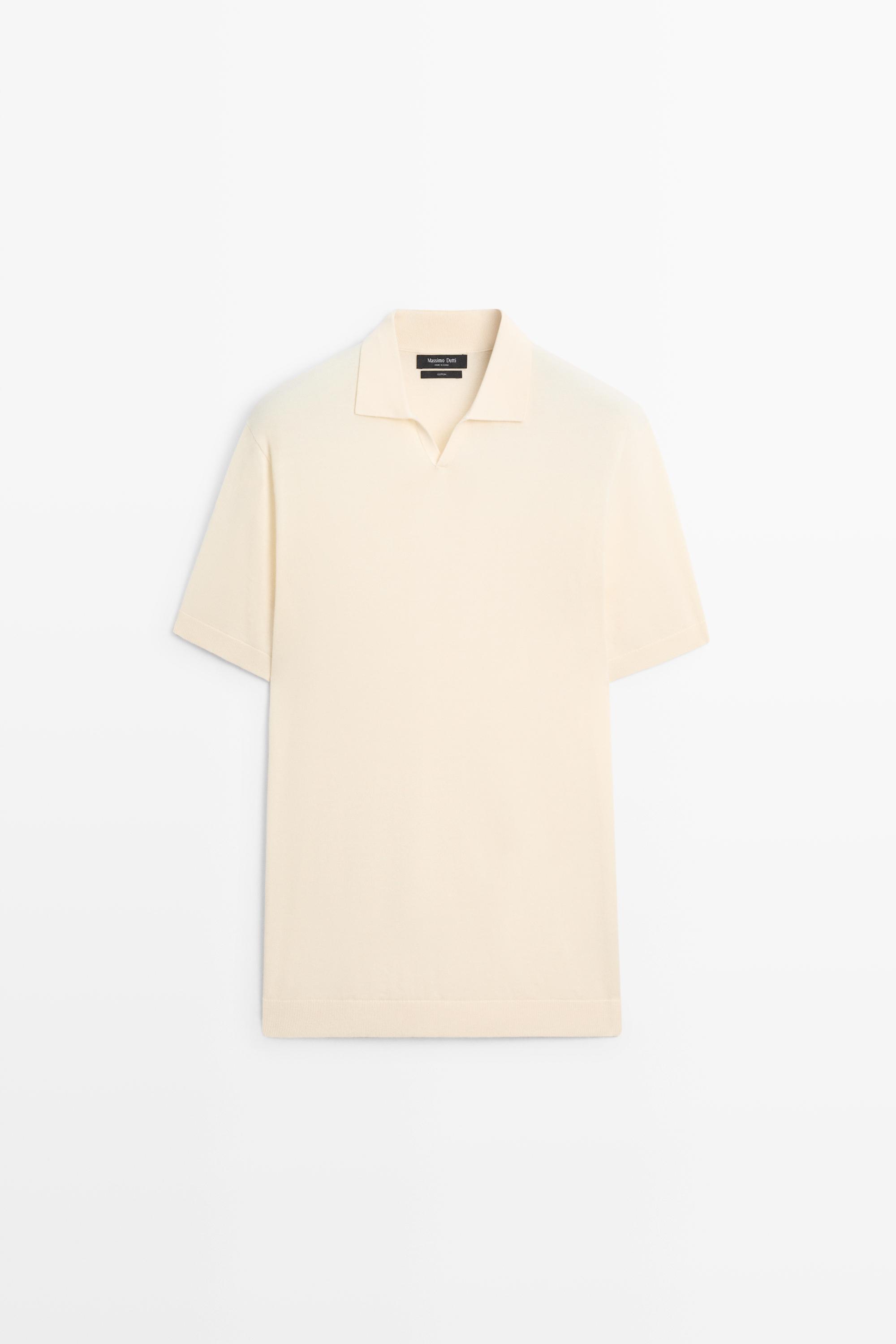 100% cotton V-neck knit polo
