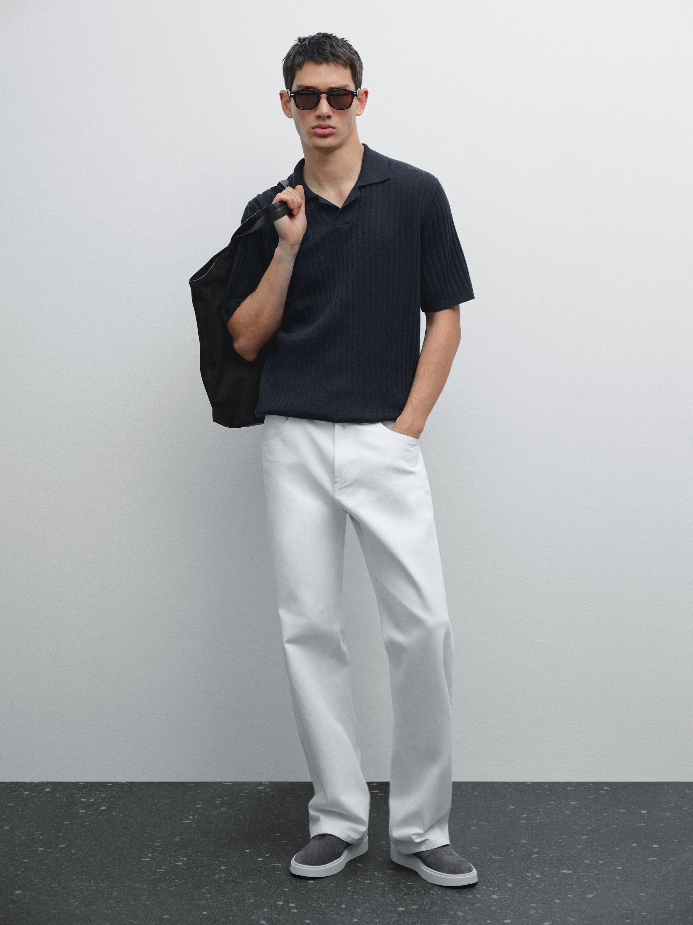 罗纹针织短袖 POLO 衫