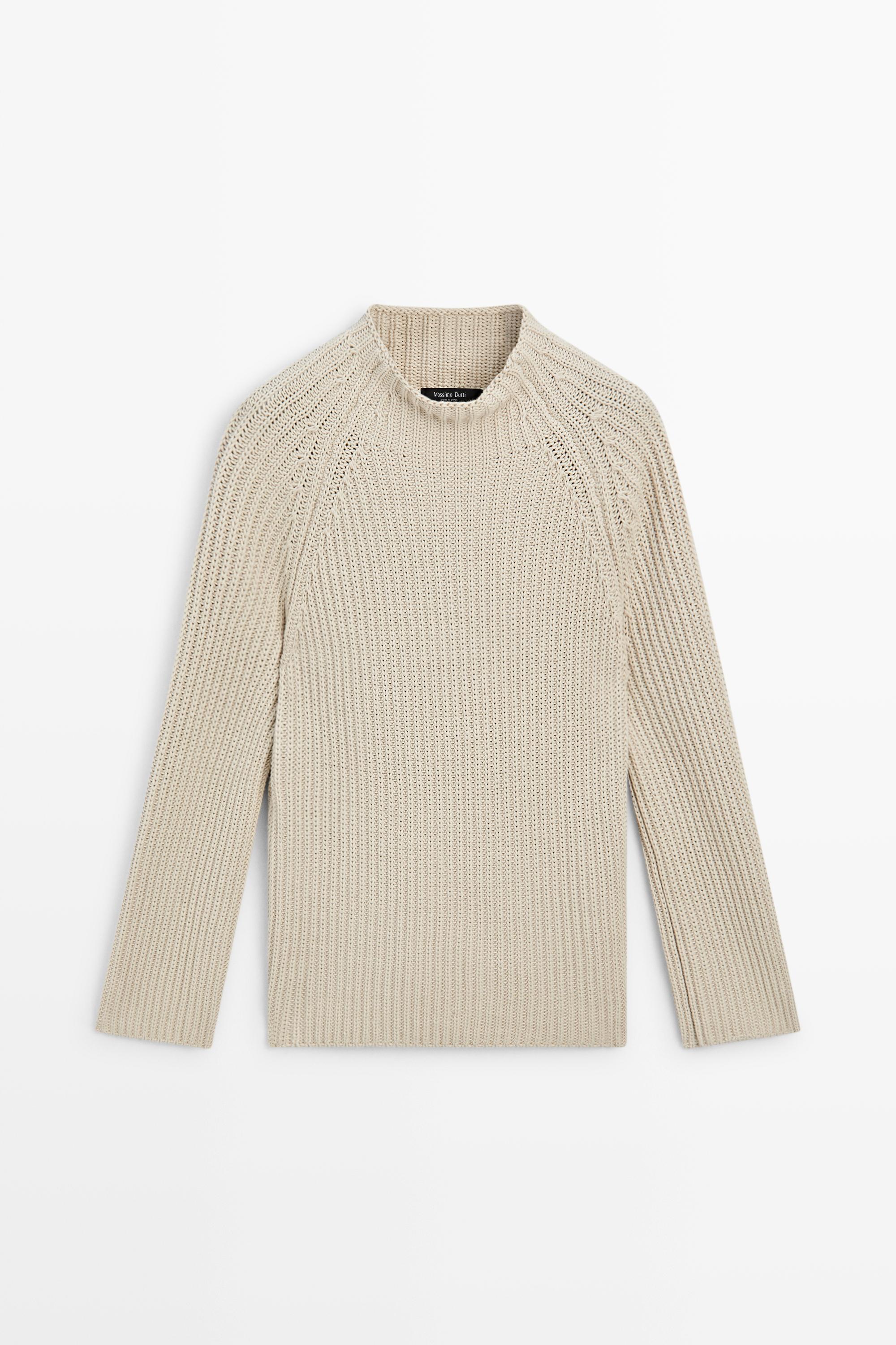 100% cotton purl knit sweater