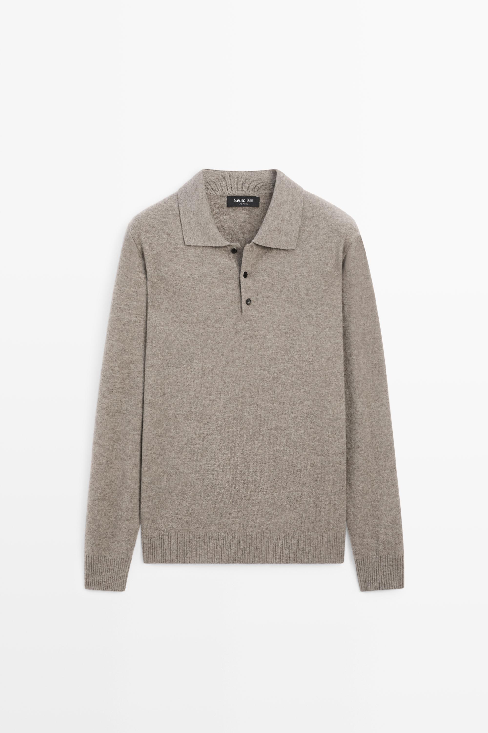Wool cashmere blend polo sweater