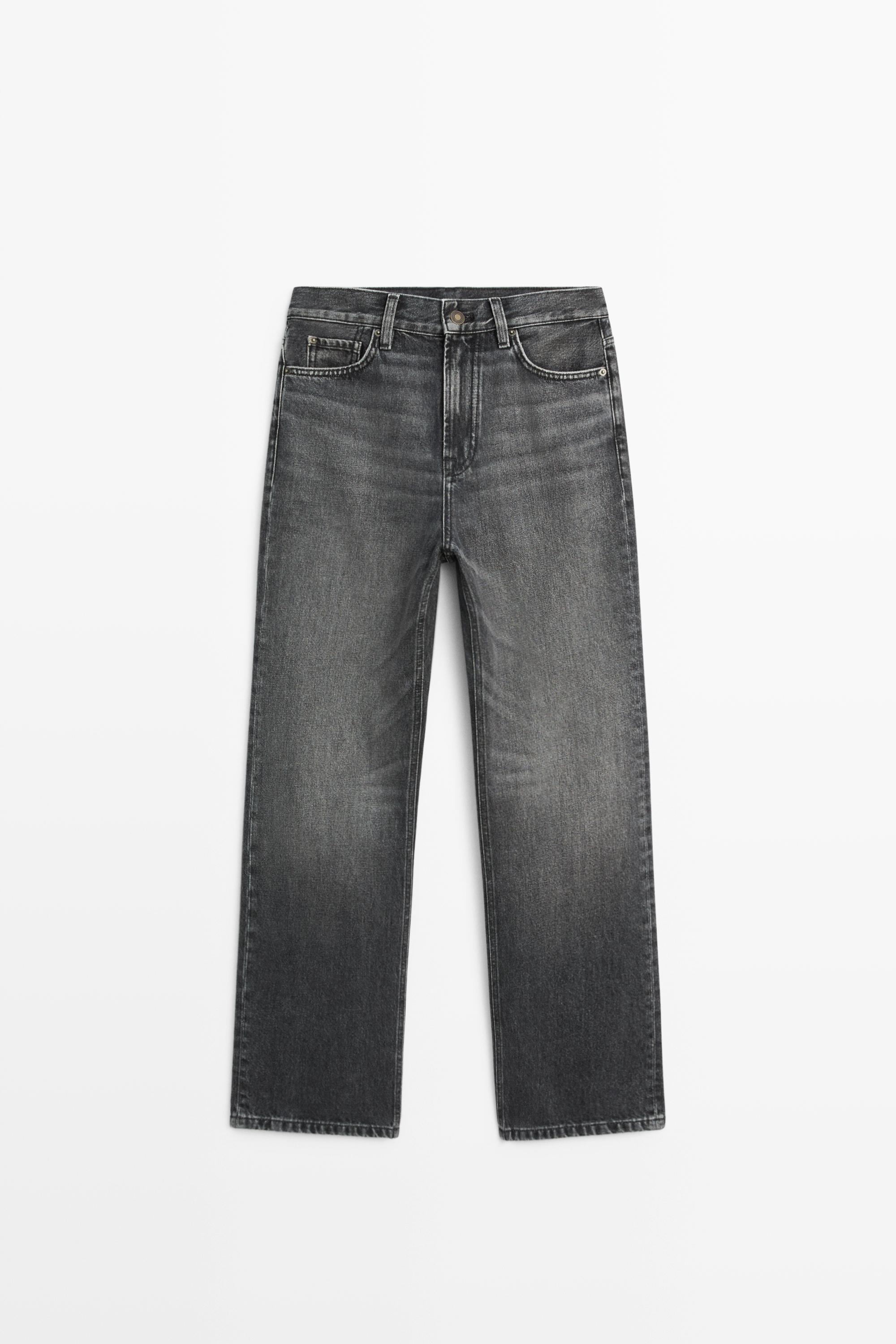 High-waist straight-leg jeans