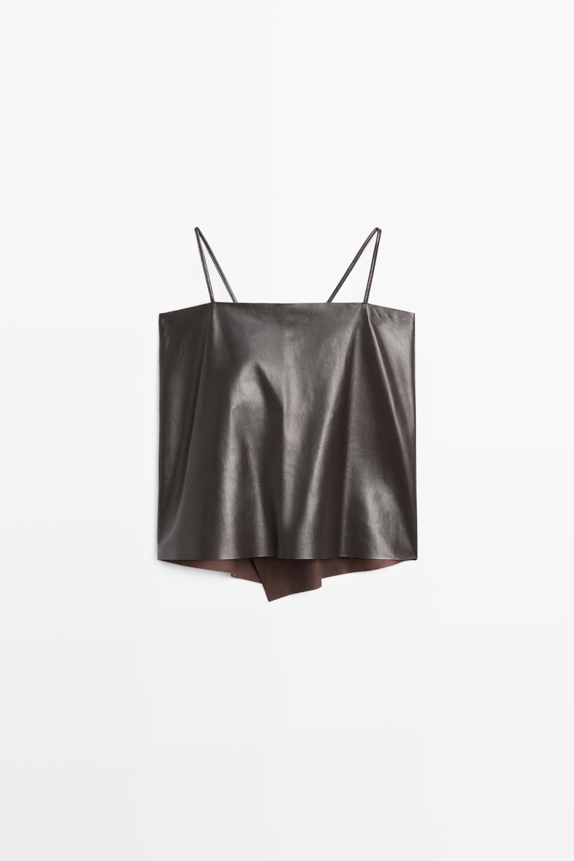 Nappa leather strappy top with back detail