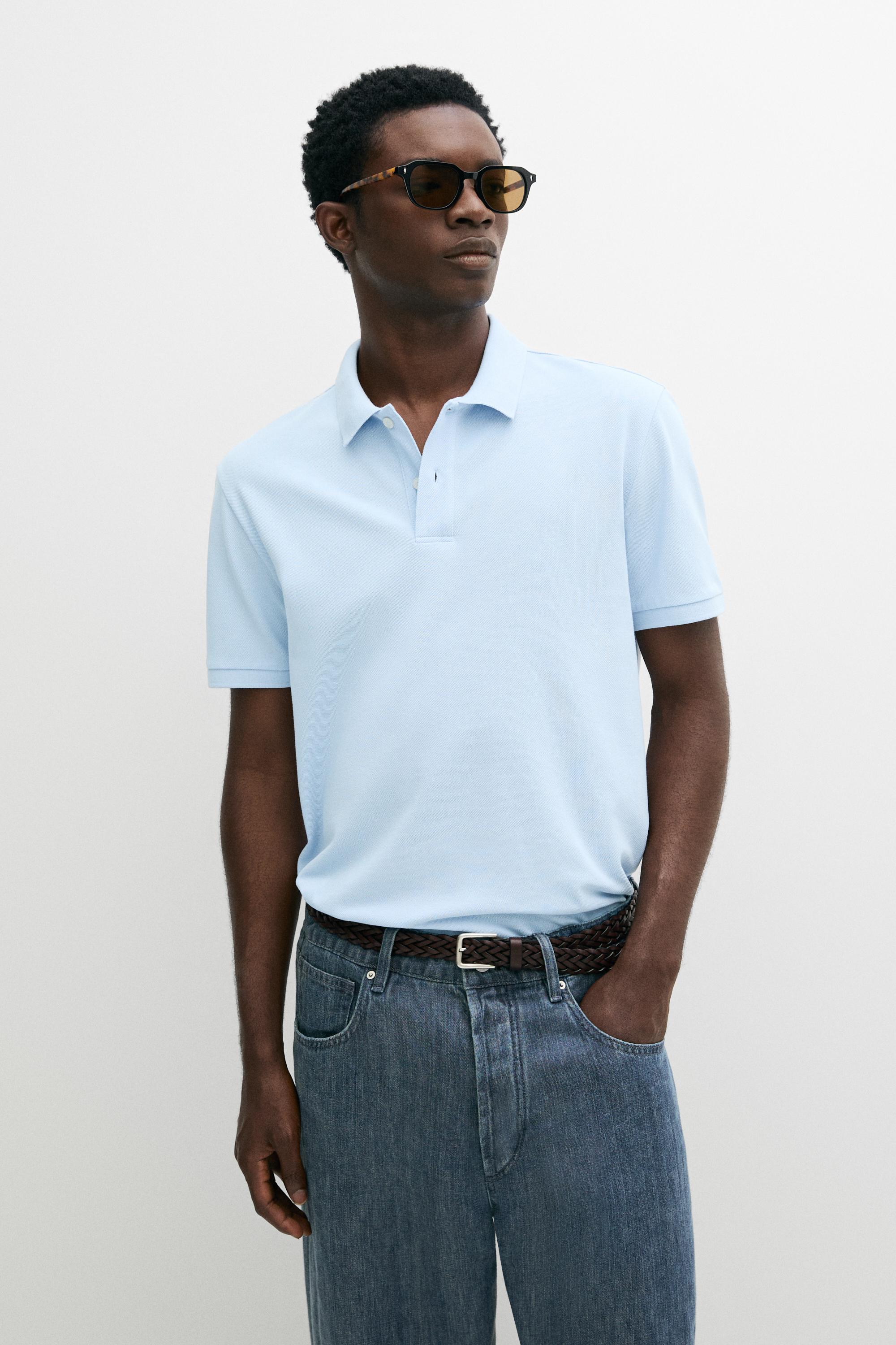 Micro textured cotton piqué polo shirt