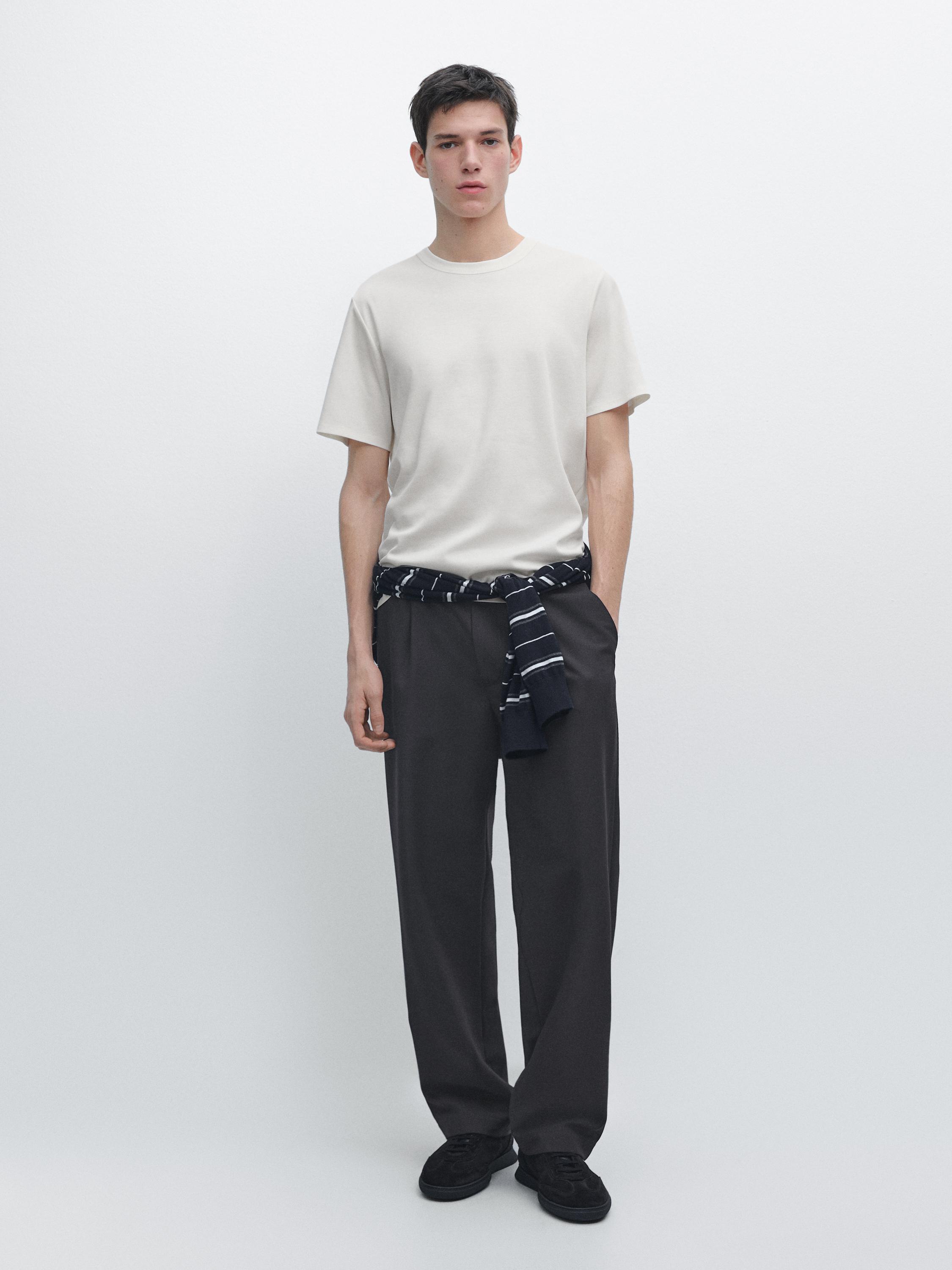 Short sleeve cotton and silk T-shirt