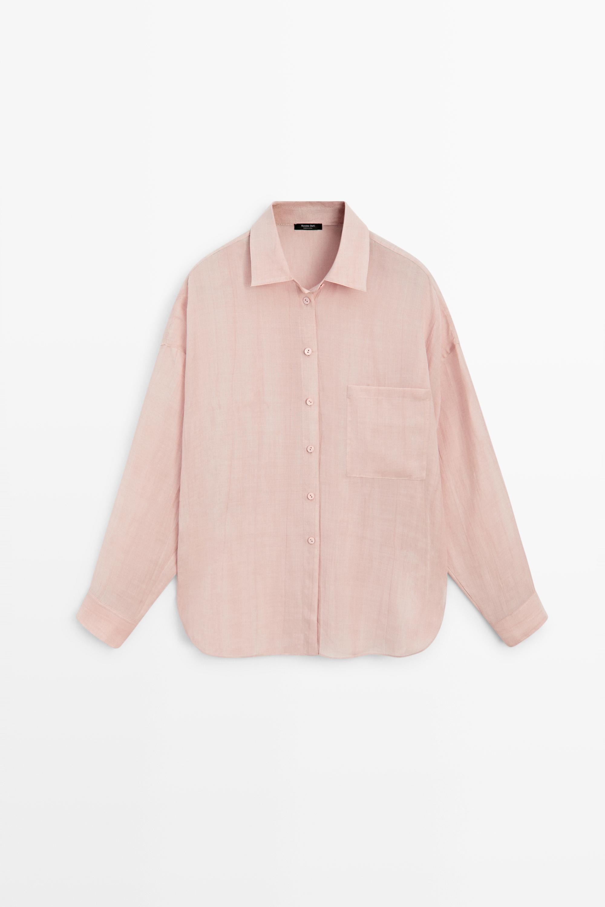 Flowing ramie pocket shirt