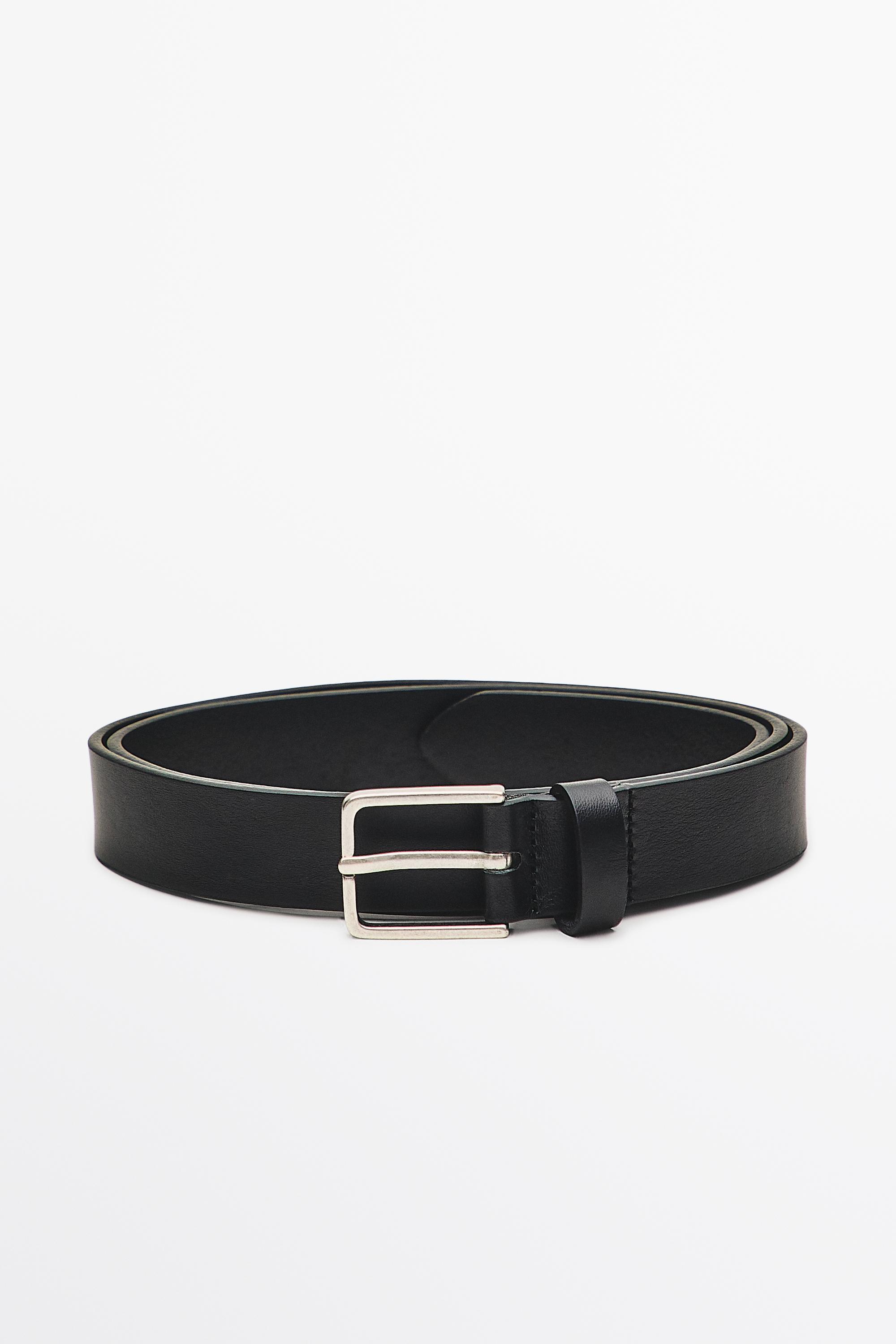 Nappa leather belt with rectangular buckle