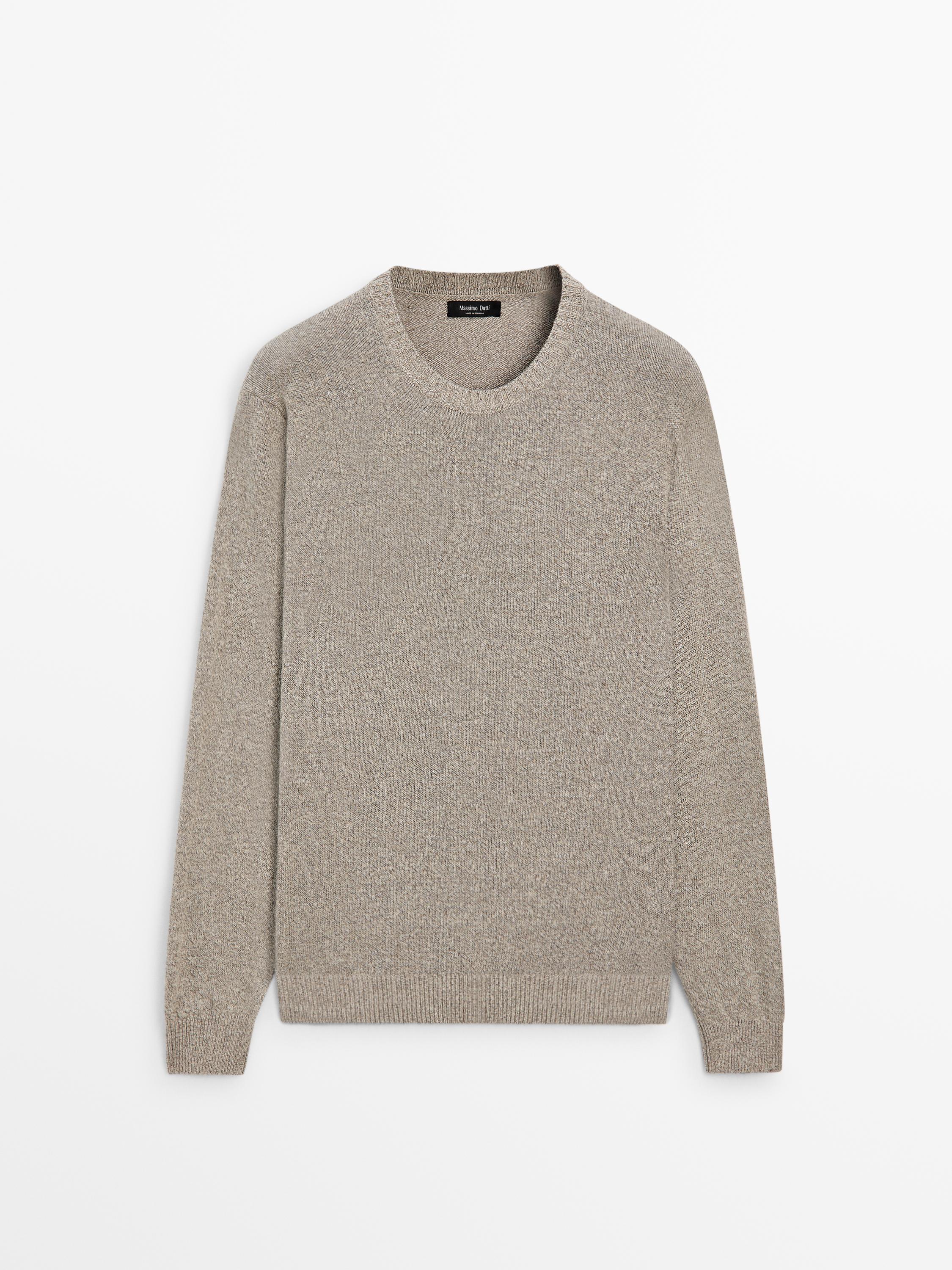 Cotton and linen mouliné knit sweater