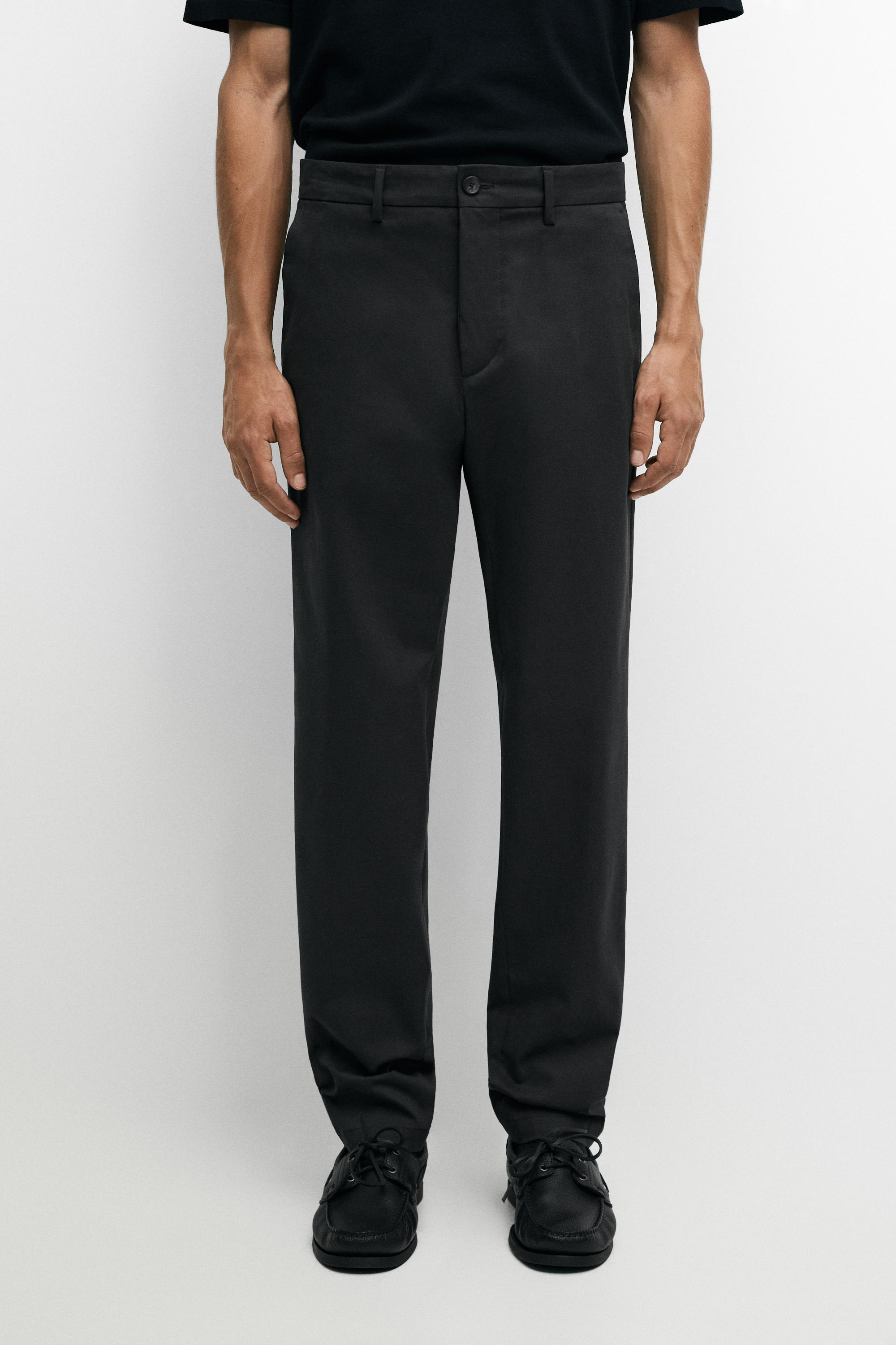 Cotton blend slim fit pants