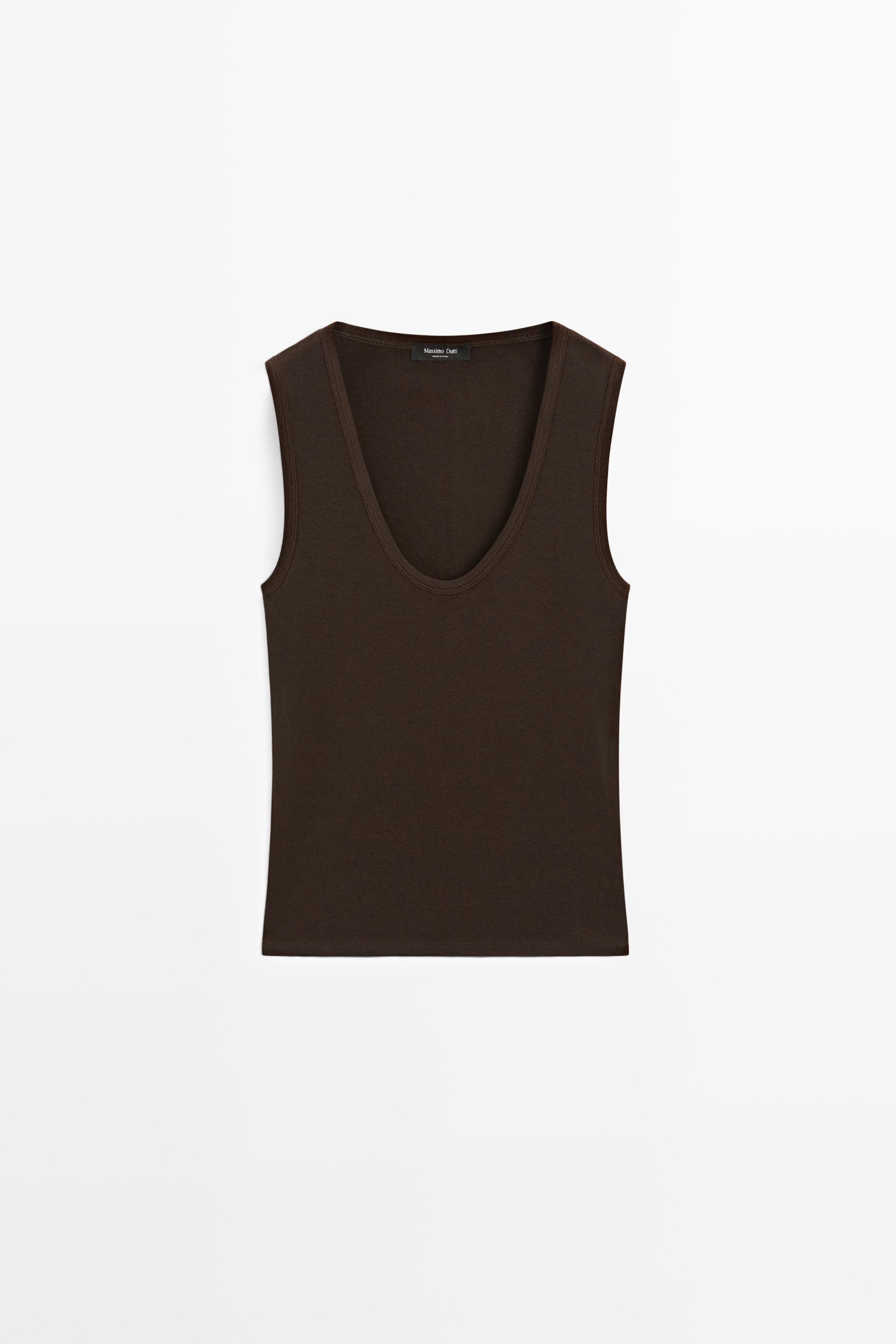 Cotton blend V-neck top