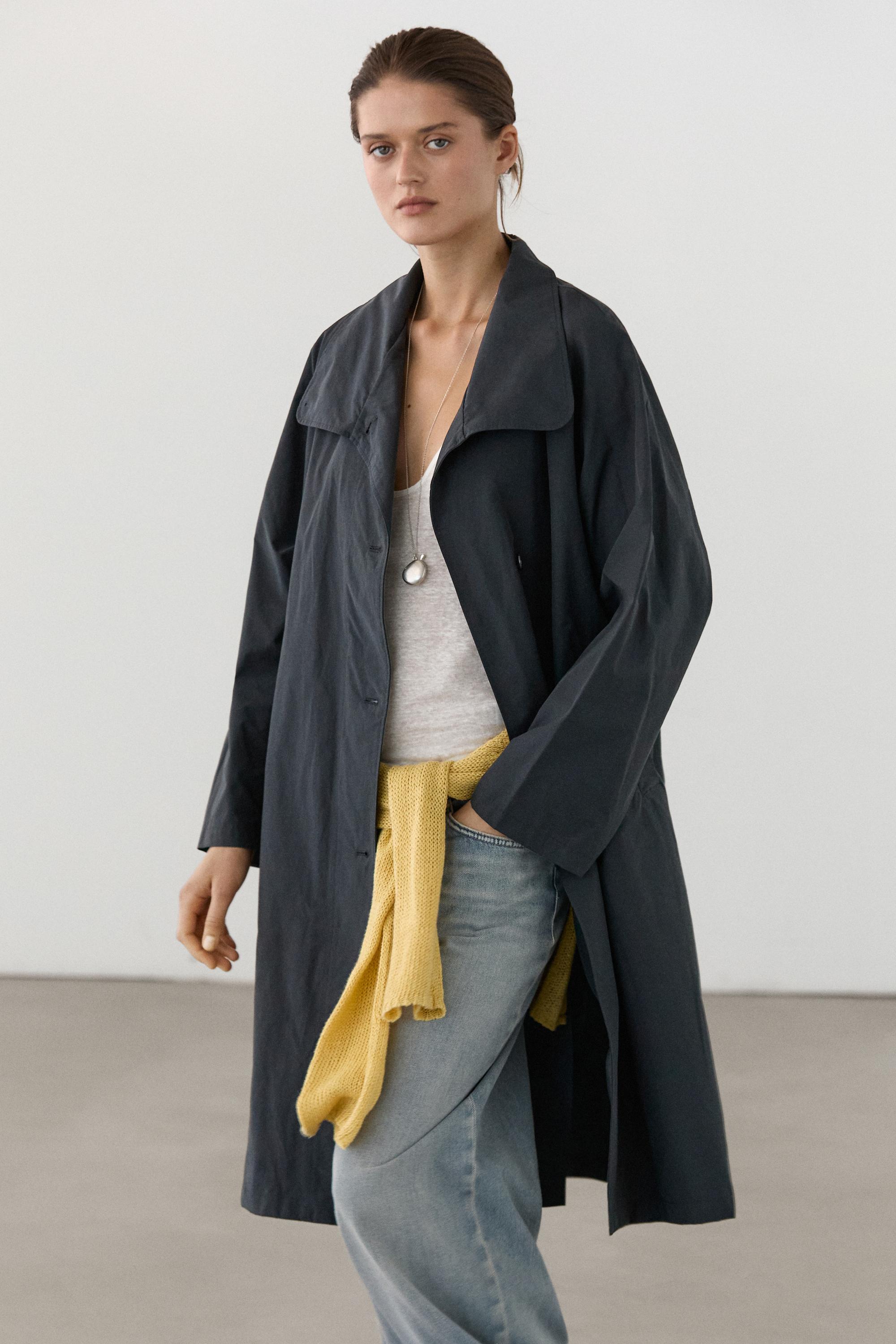 High neck technical trench coat