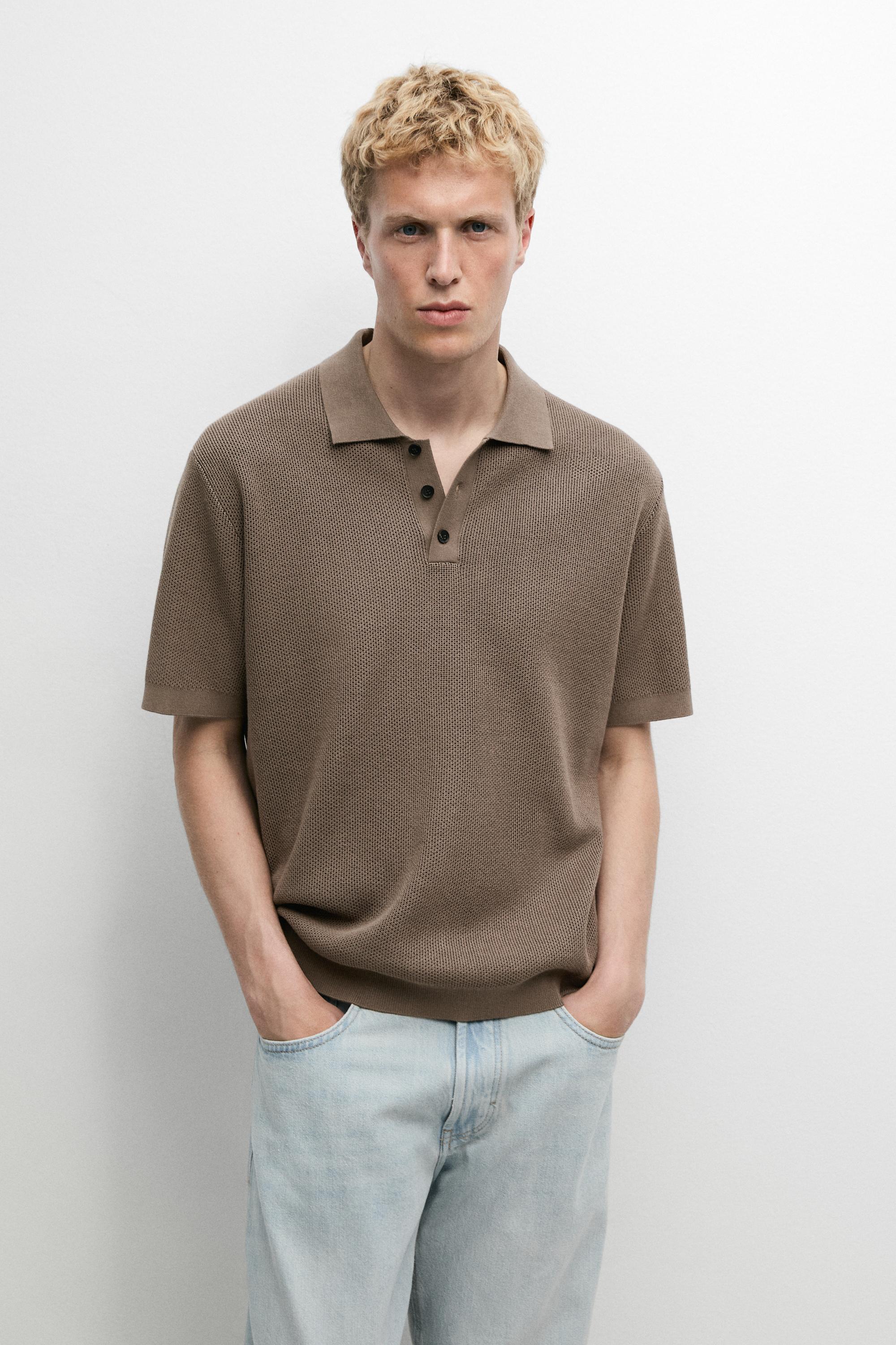100% cotton textured contrast polo shirt