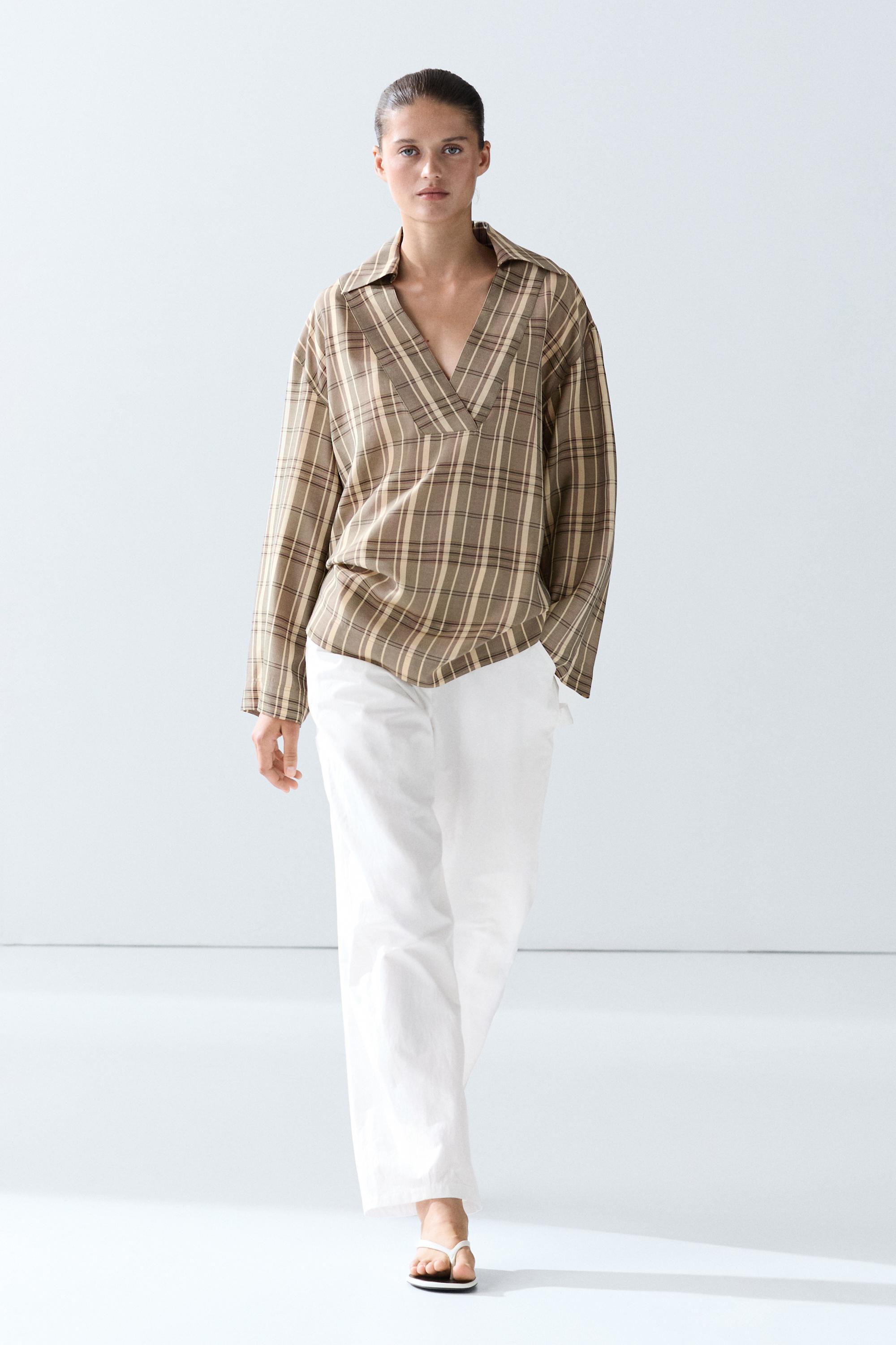 Oversize check polo shirt