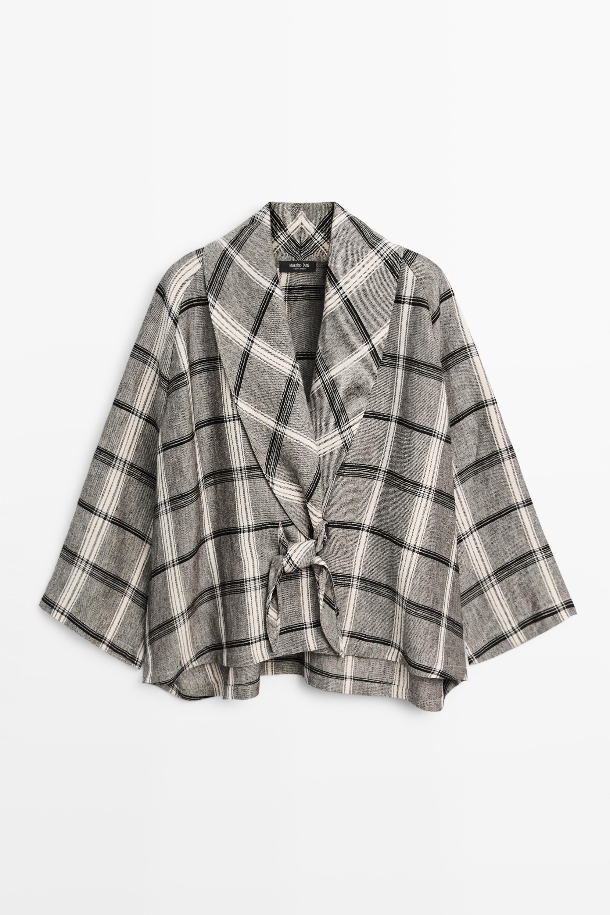 Check tie-detail overshirt