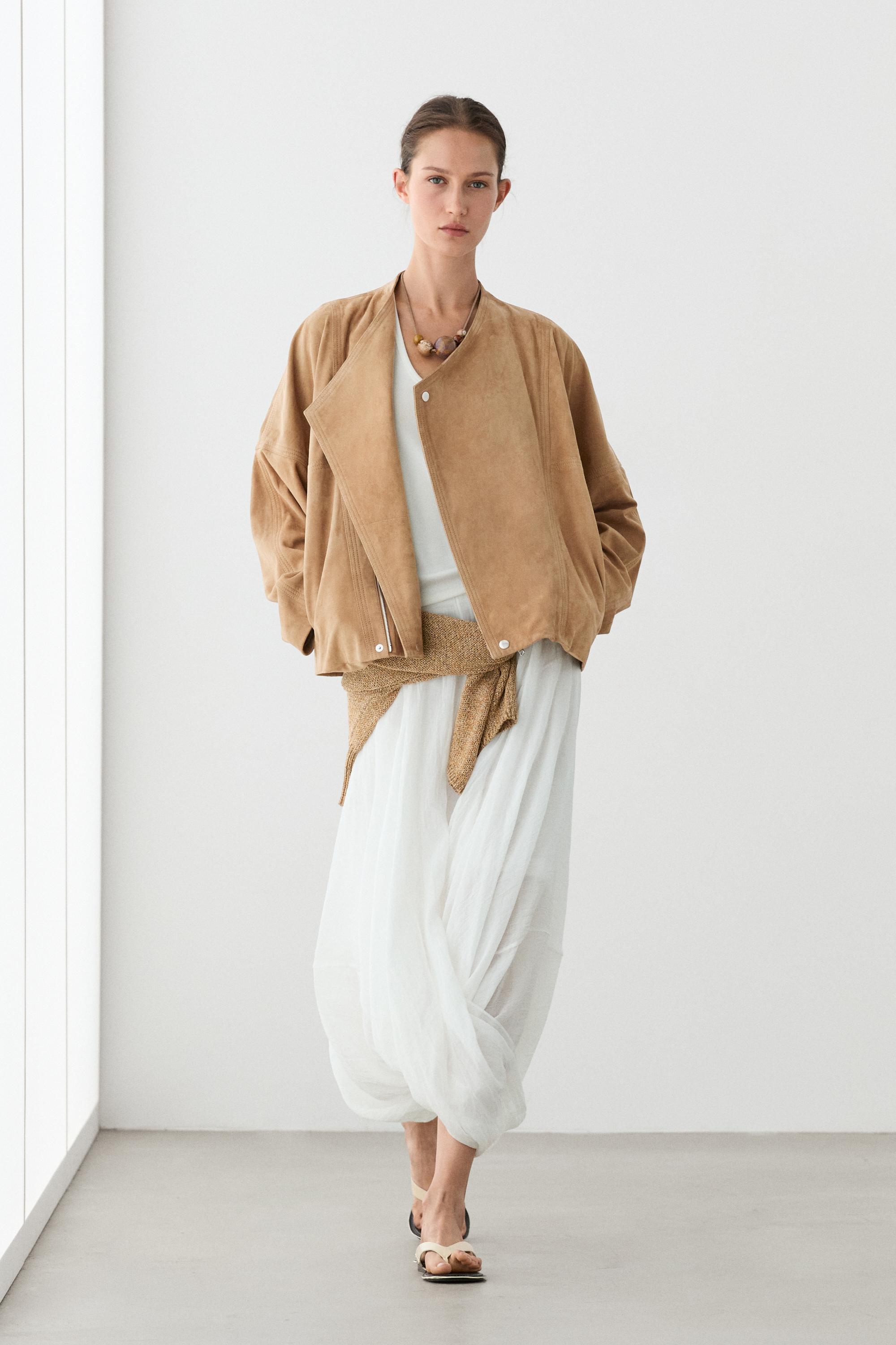 Double-breasted suede jacket