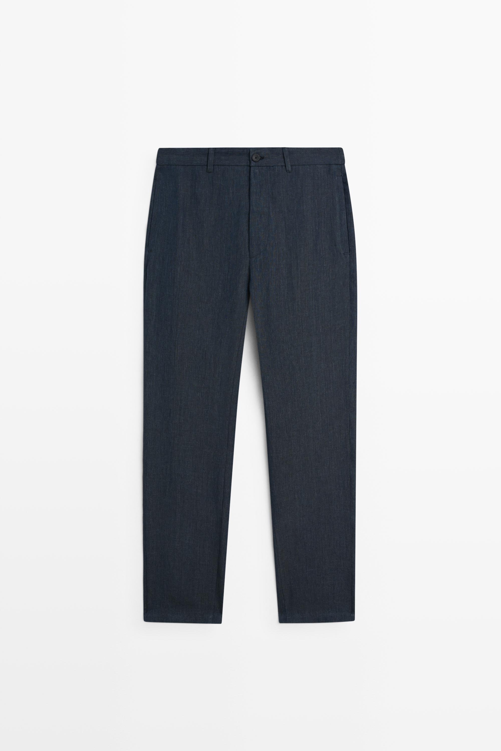 100% Linen Elastic-Waist Pants