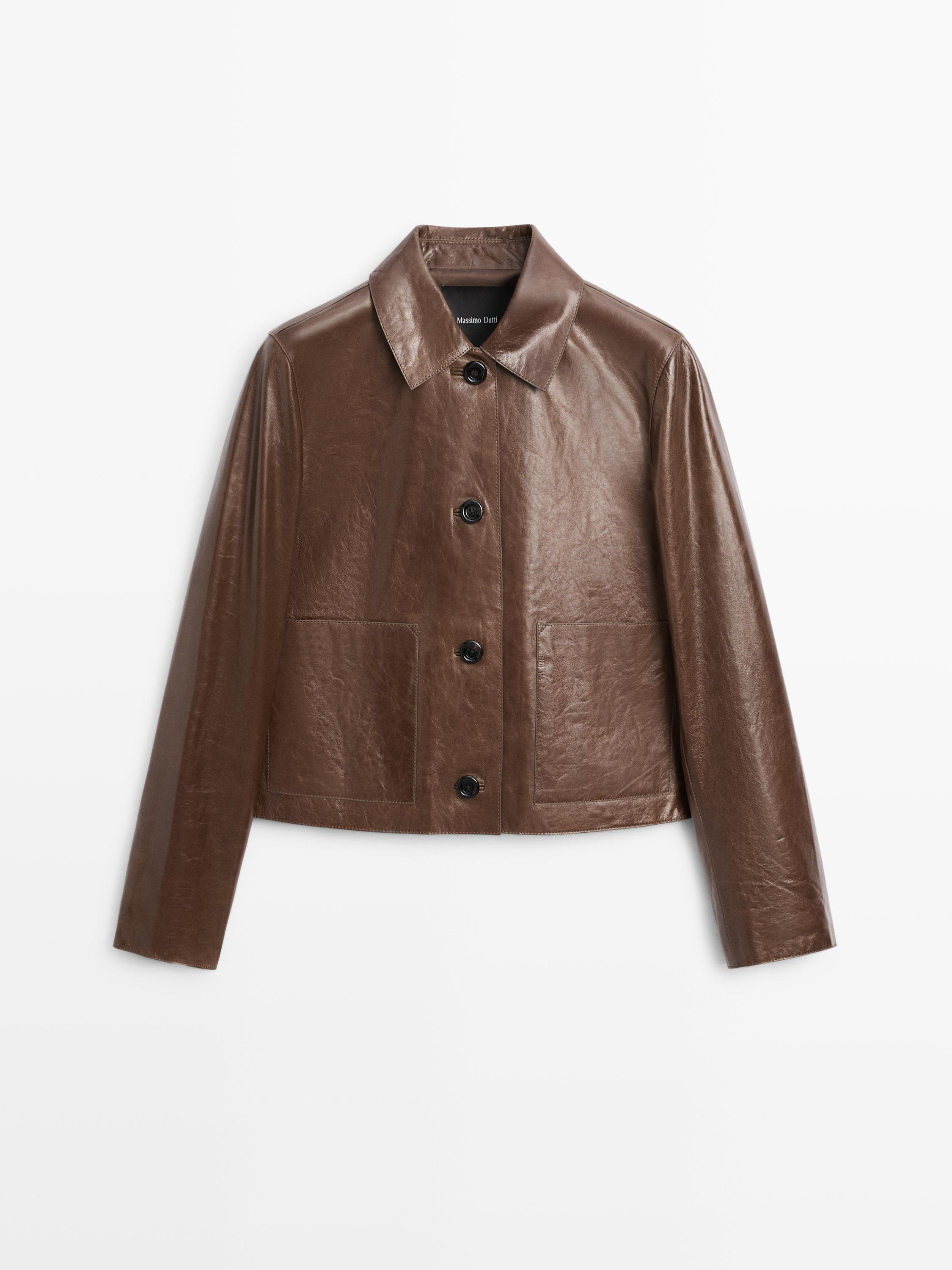 Cropped nappa leather jacket