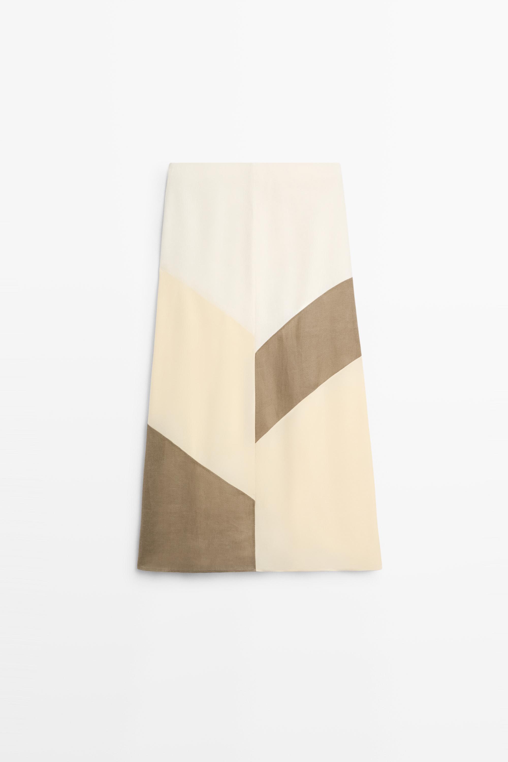 Flowing patchwork midi skirt