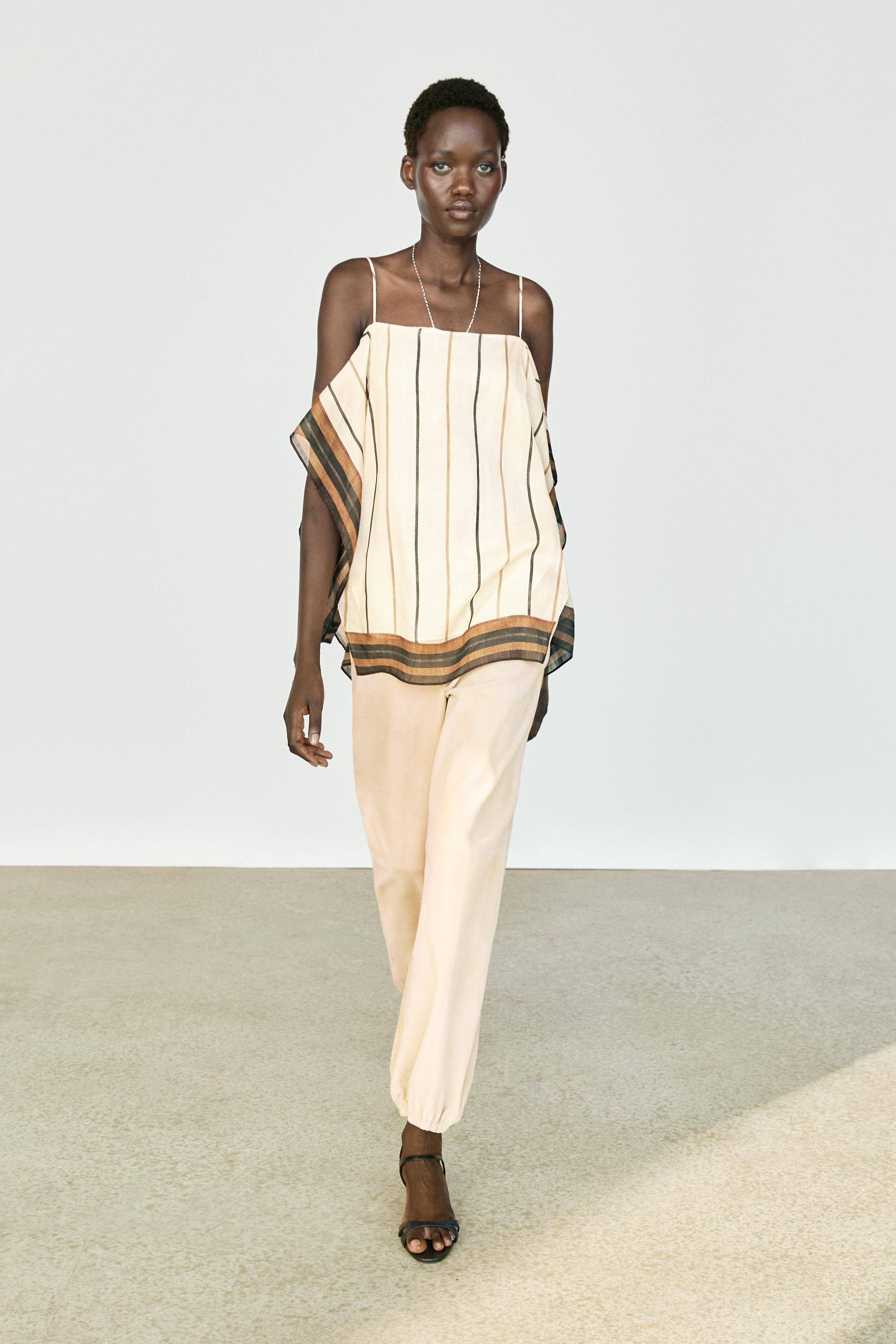 Flowing striped strappy top