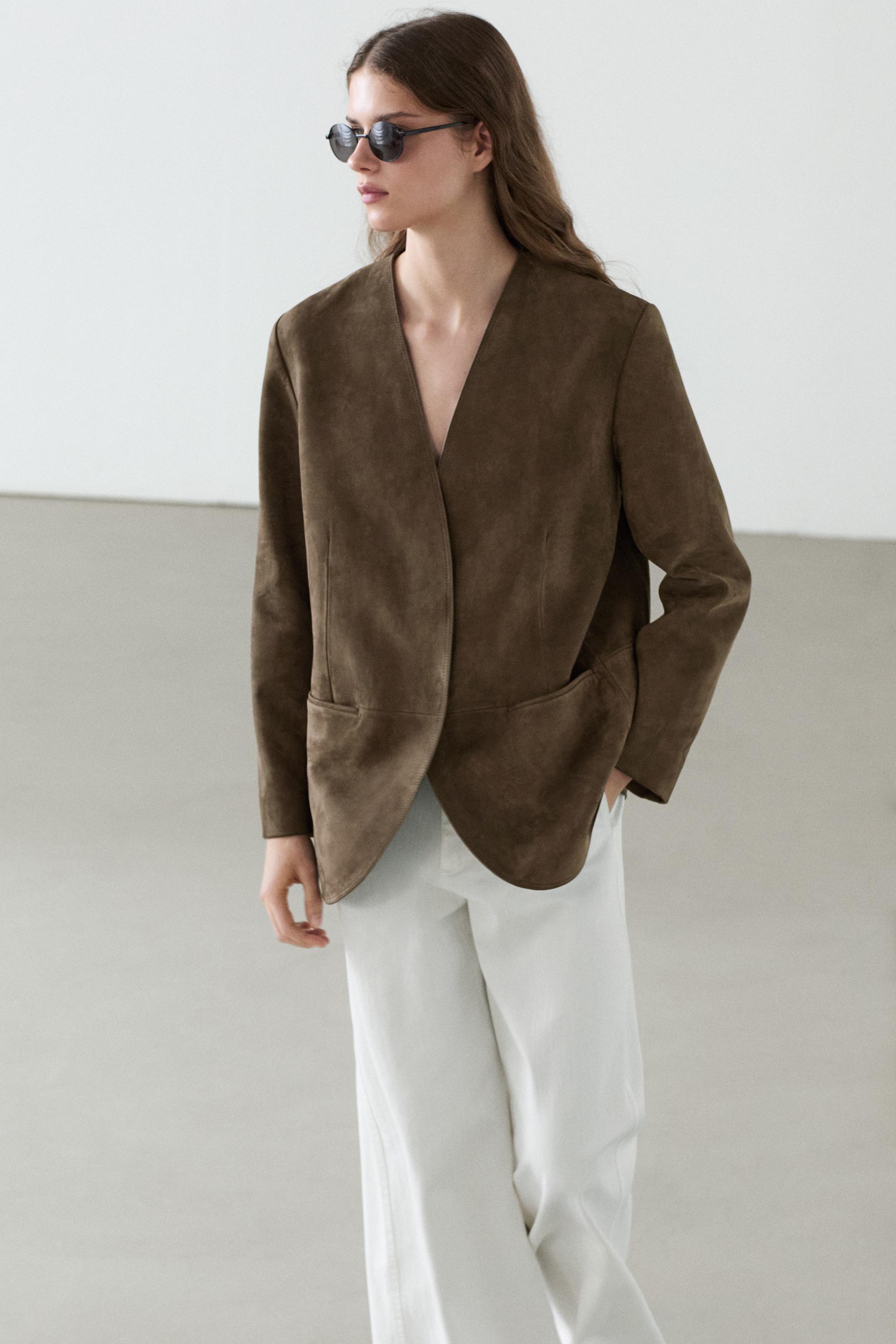 Suede leather blazer