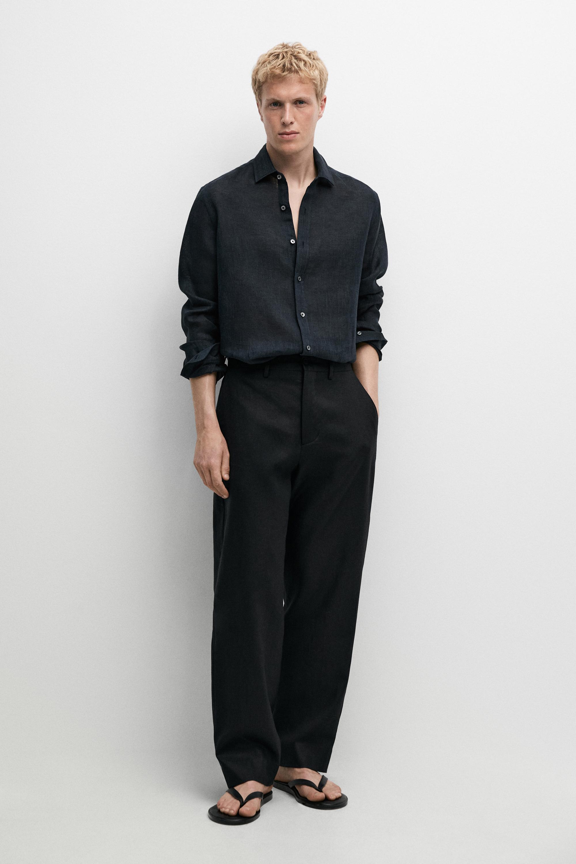 Regular fit 100% linen shirt