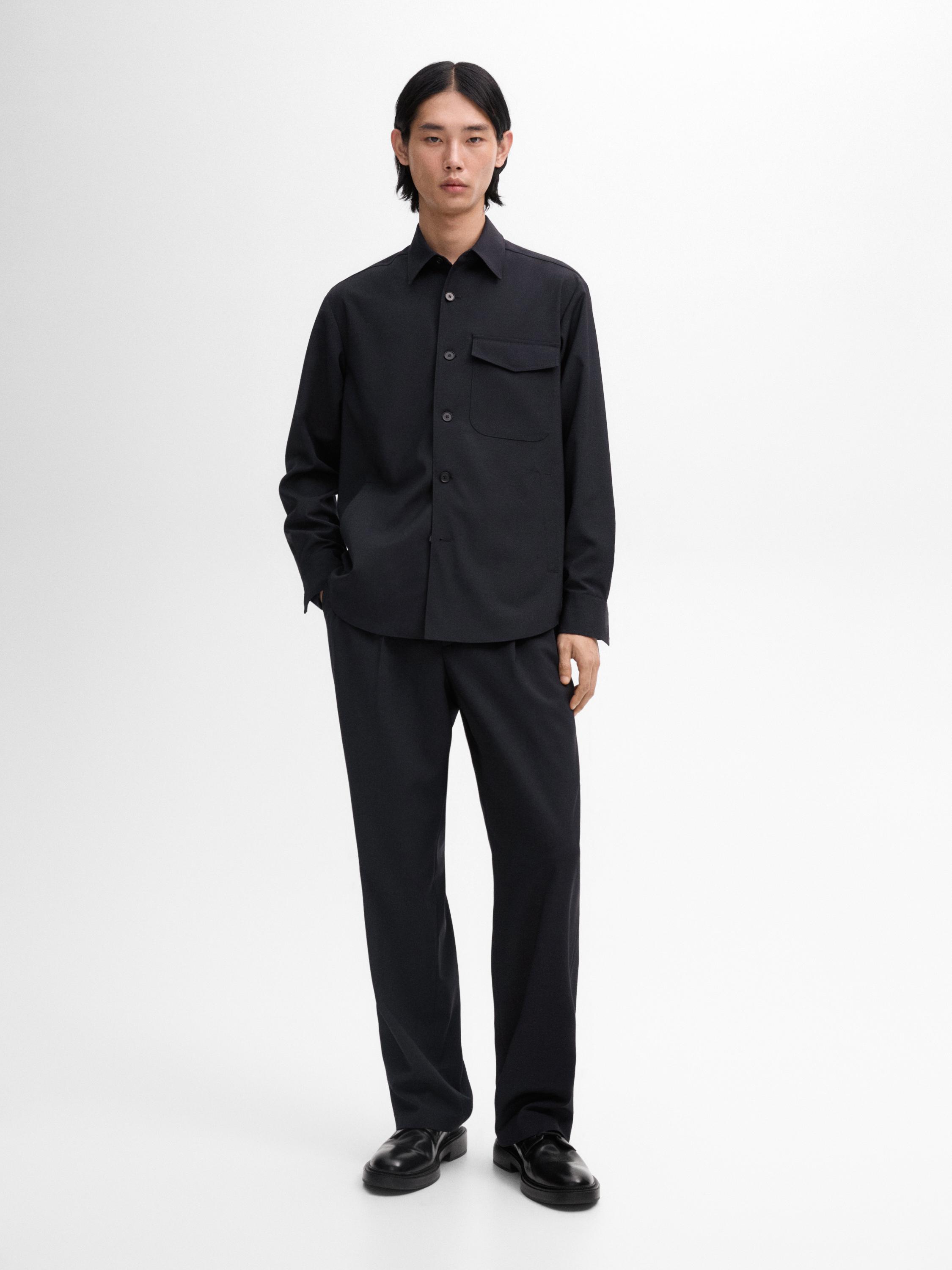 Wool blend overshirt with pocket