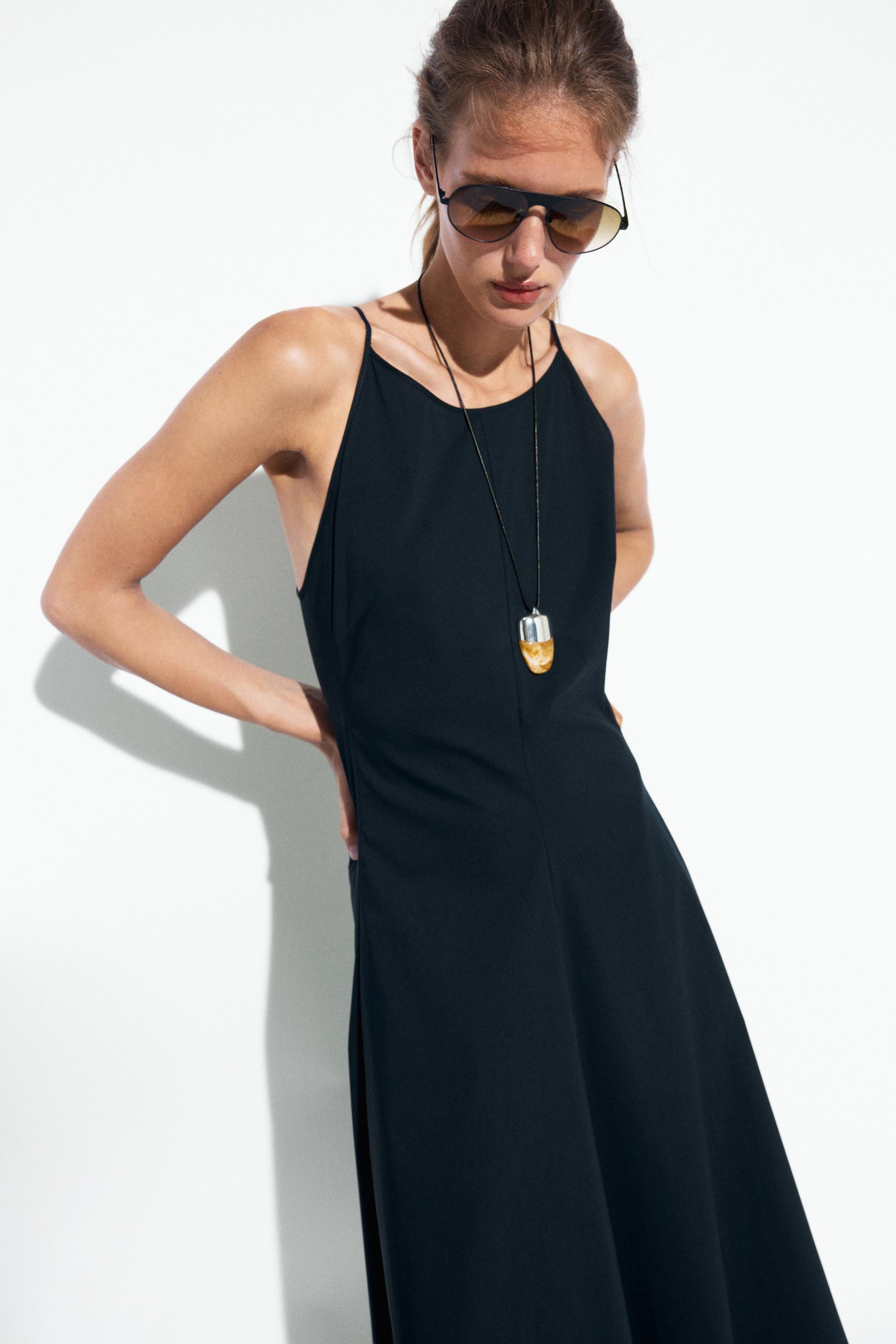 Poplin dress with thin straps